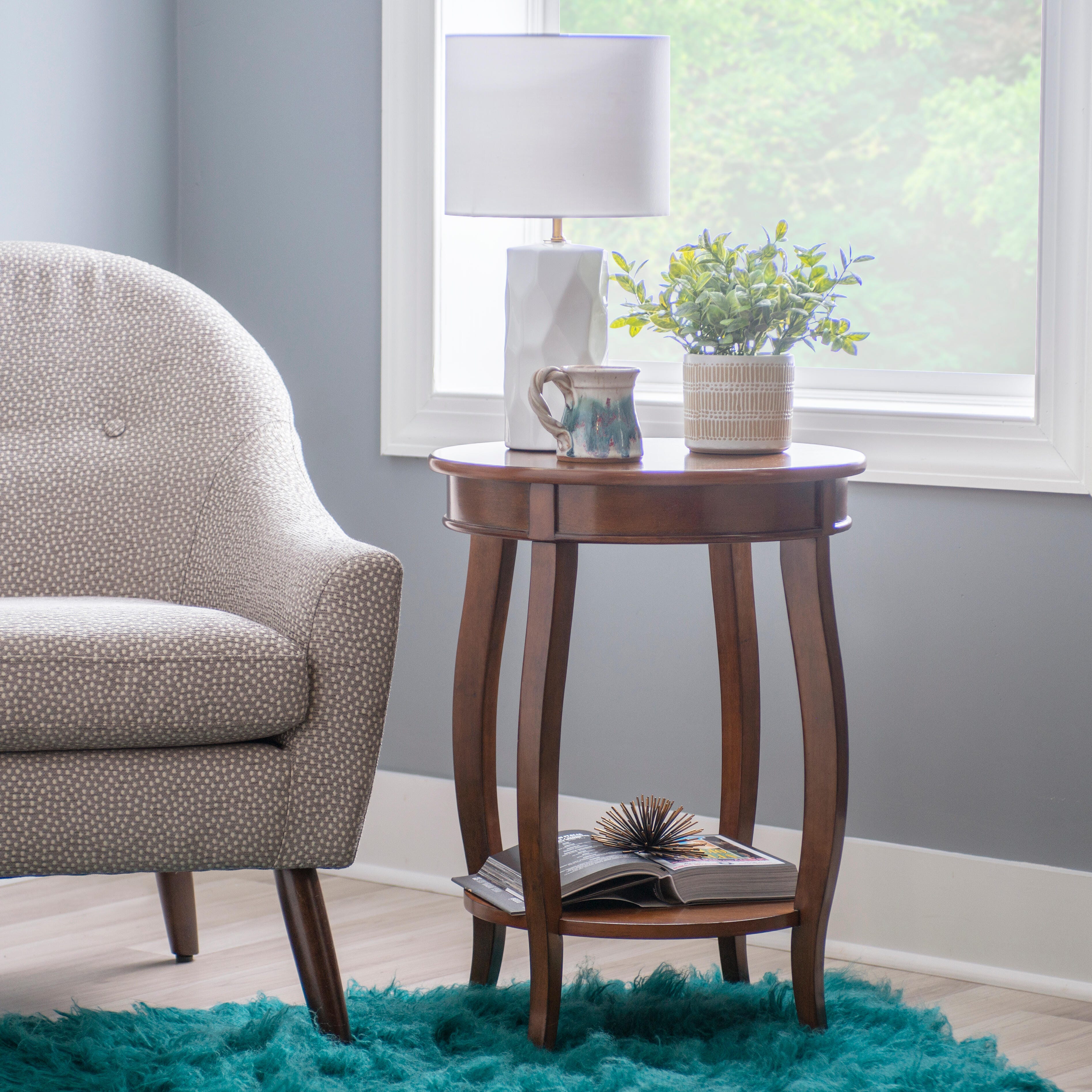 Linon Miller Accent Table, Hazelnut, rollover