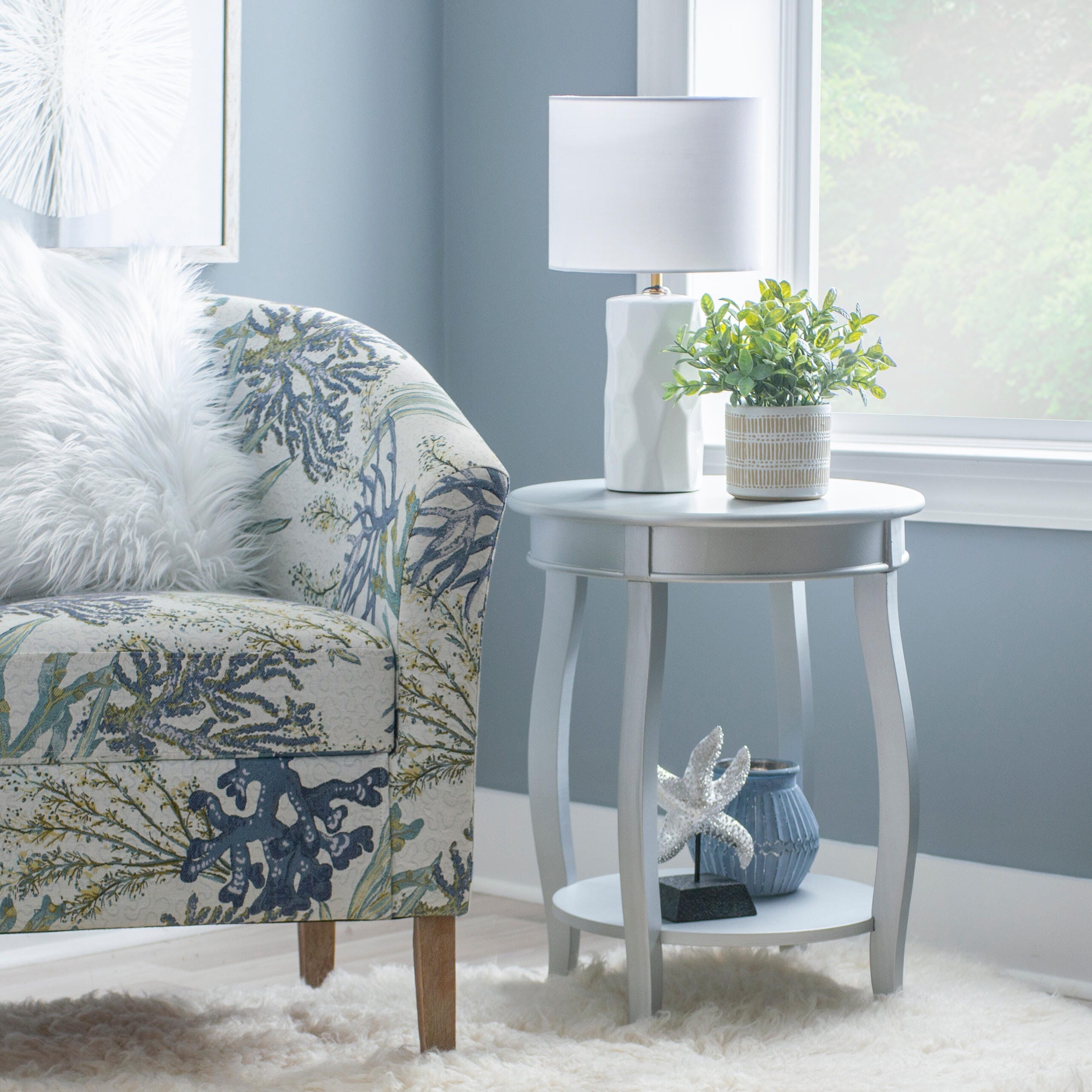 Linon Miller Accent Table, Silver, rollover