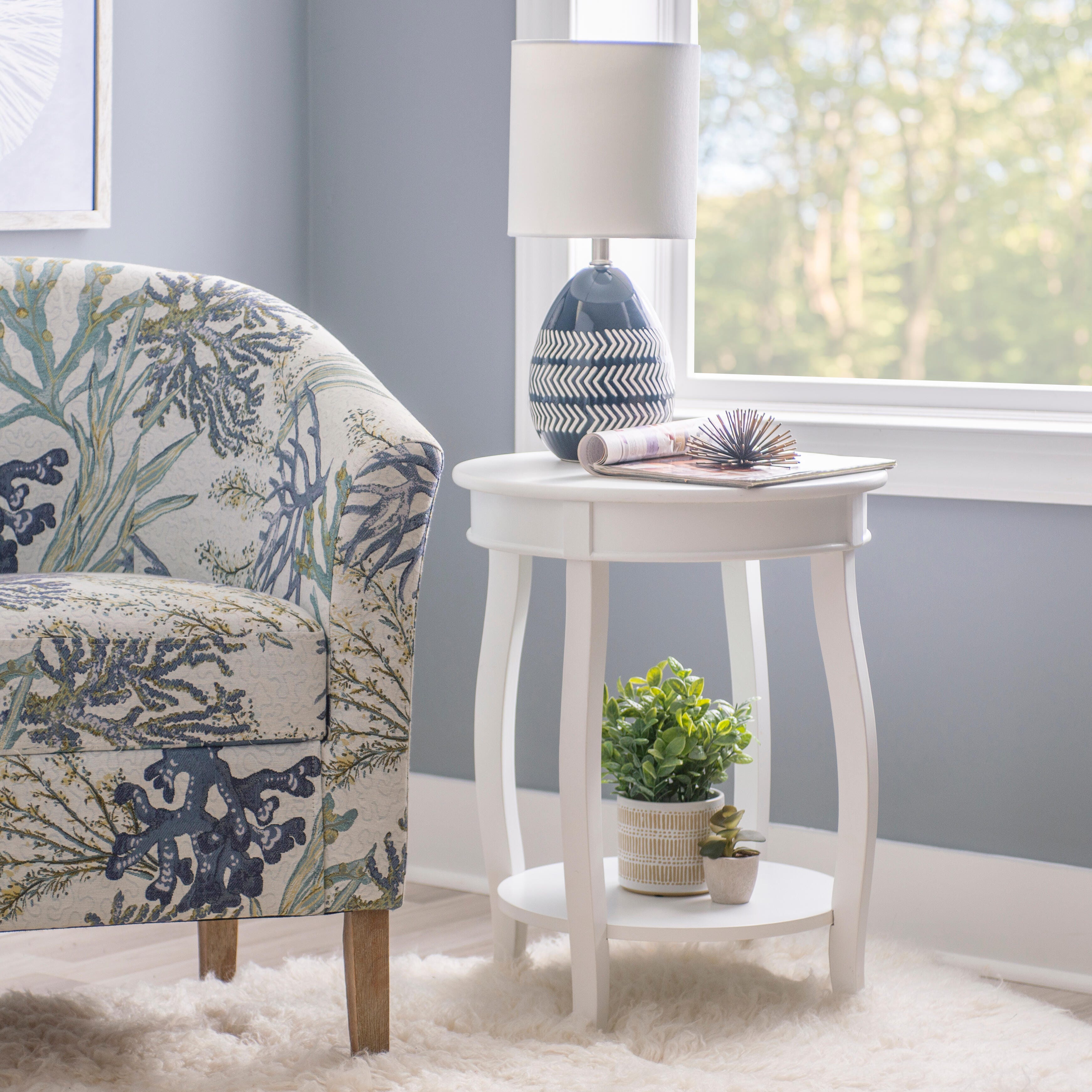 Linon Miller Accent Table, White, rollover