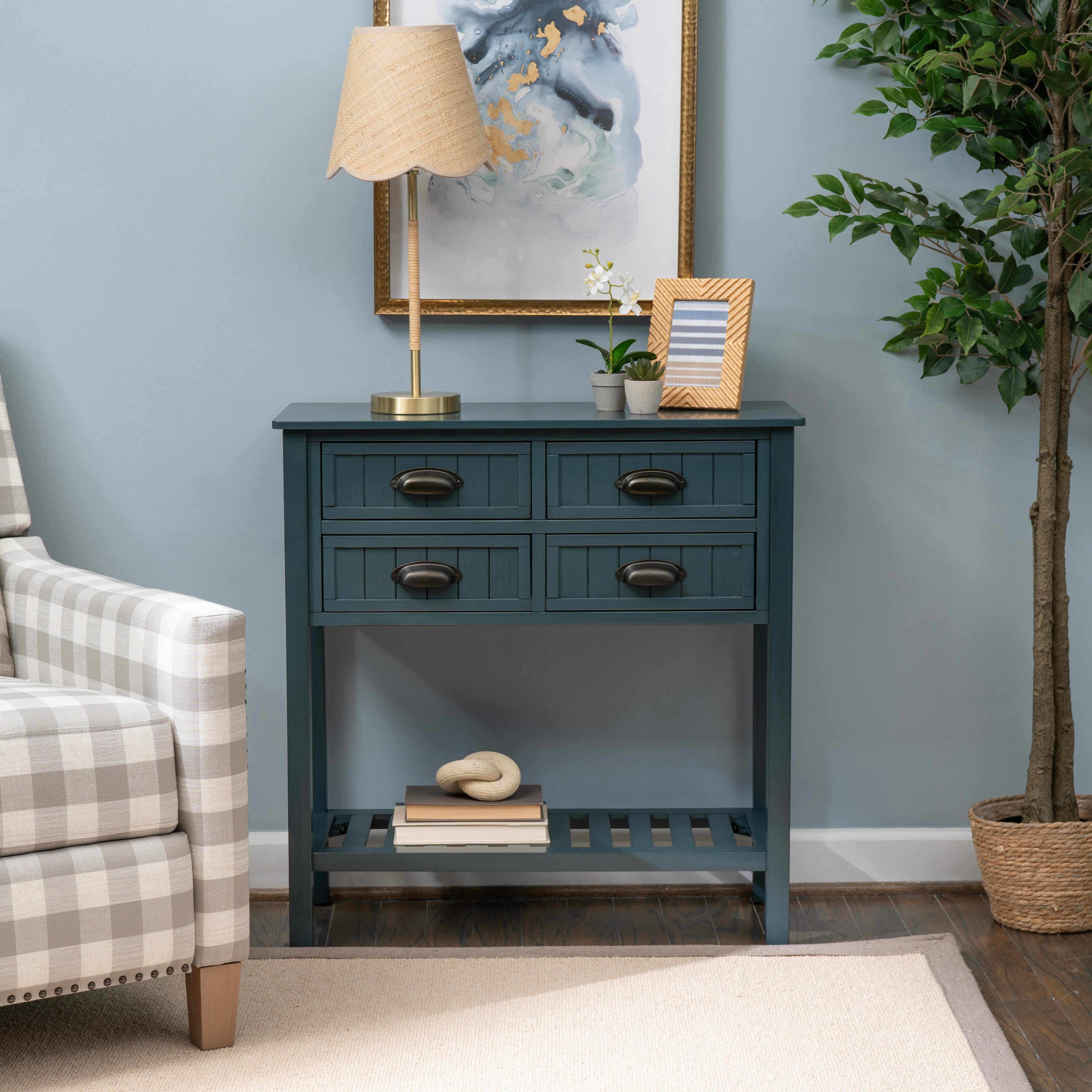 Linon Bowen Console Table, Navy, rollover