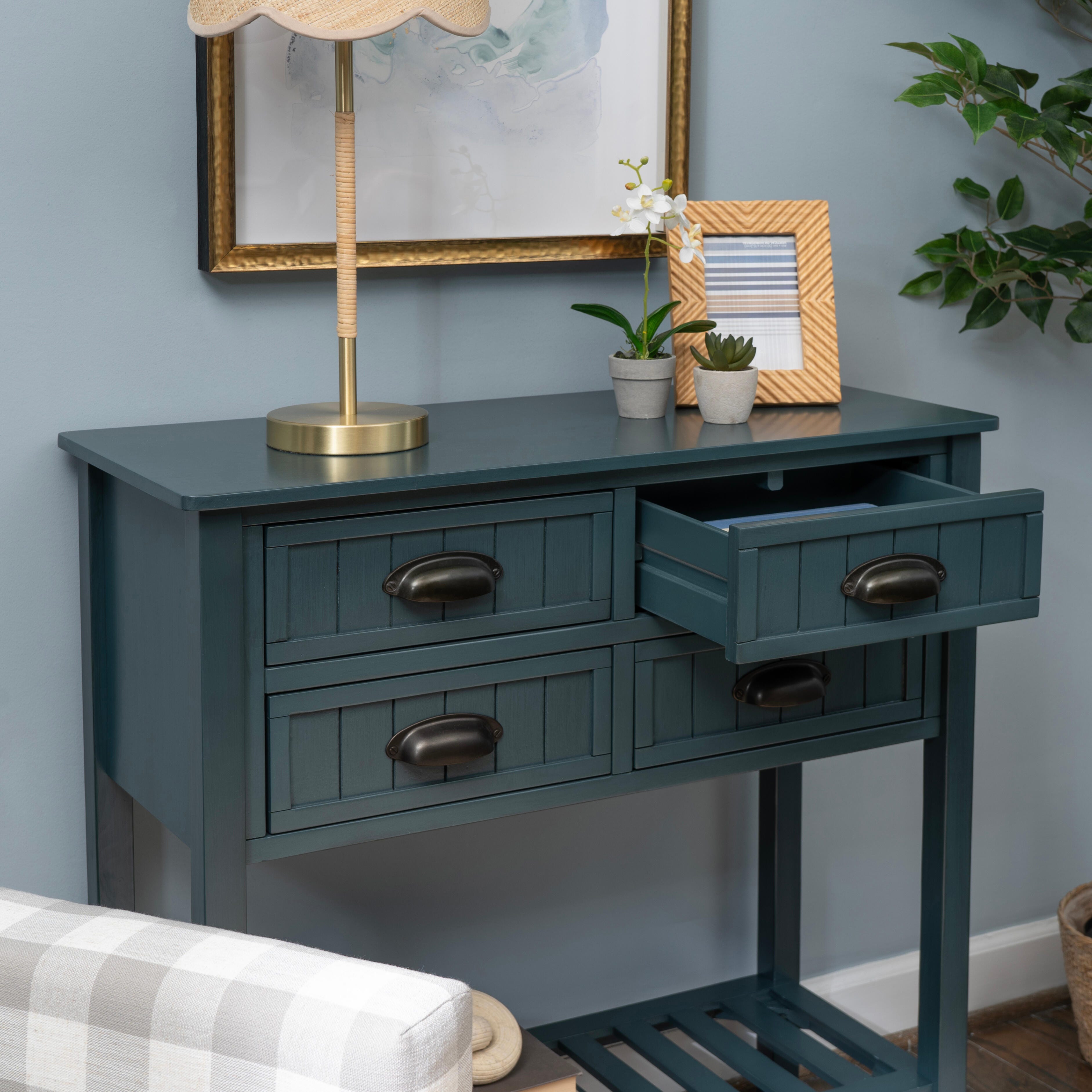 Linon Bowen Console Table, Navy, large