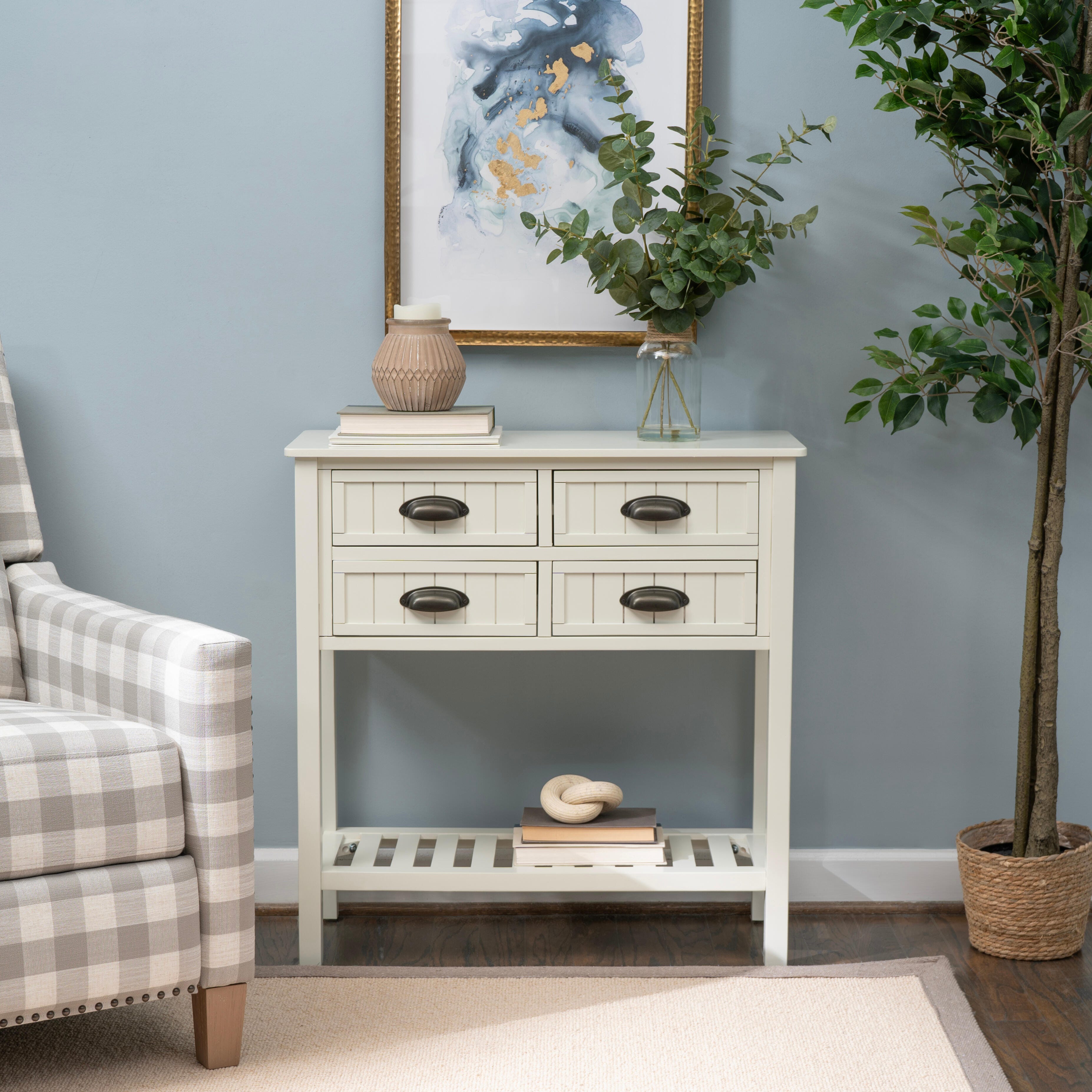 Linon Bowen Console Table, Cream, rollover