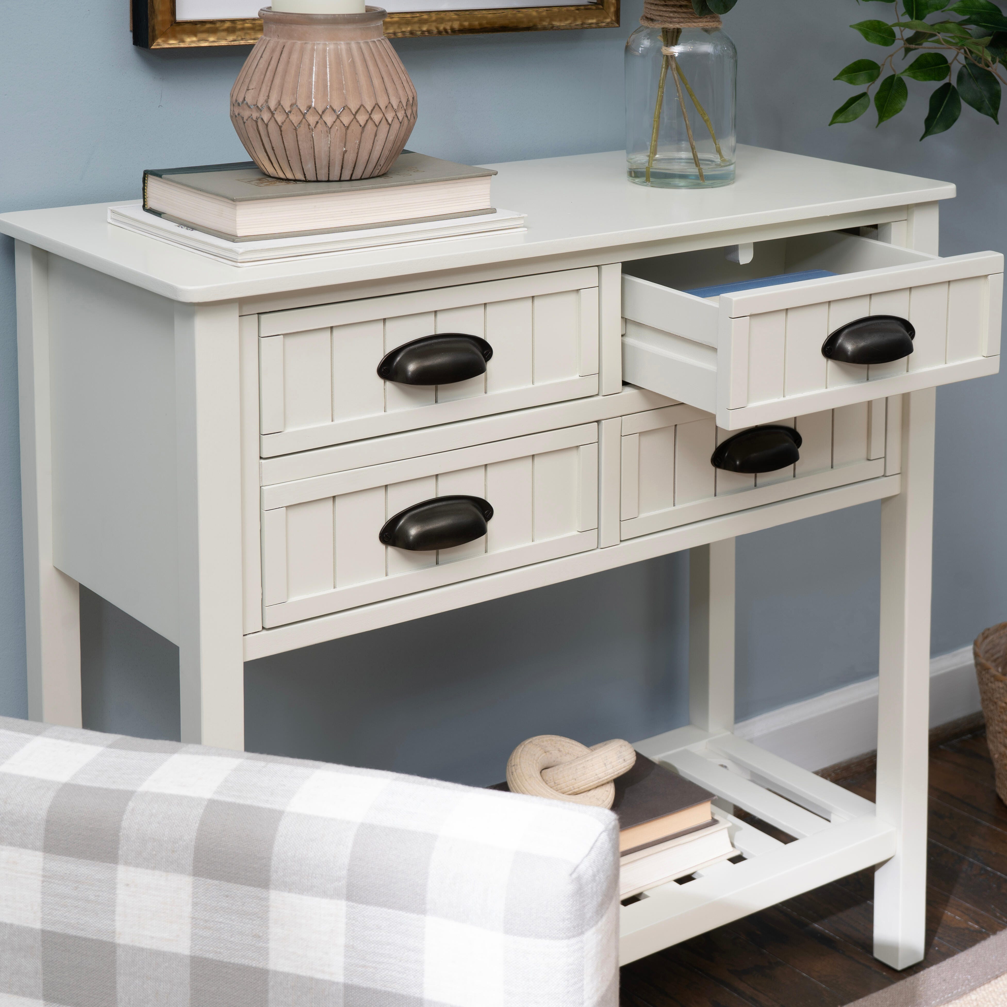Linon Bowen Console Table, Cream, large