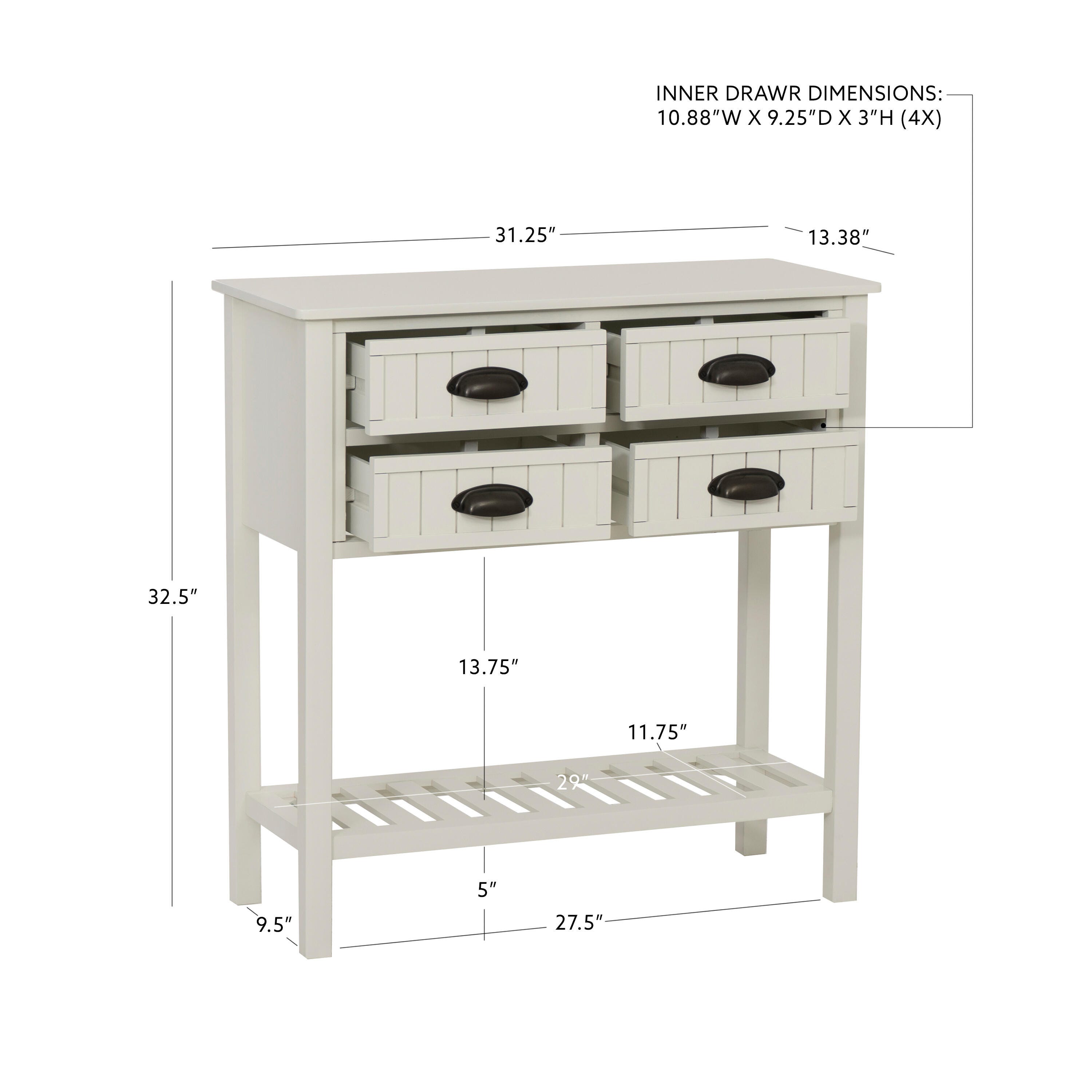 Linon Bowen Console Table, Cream, large