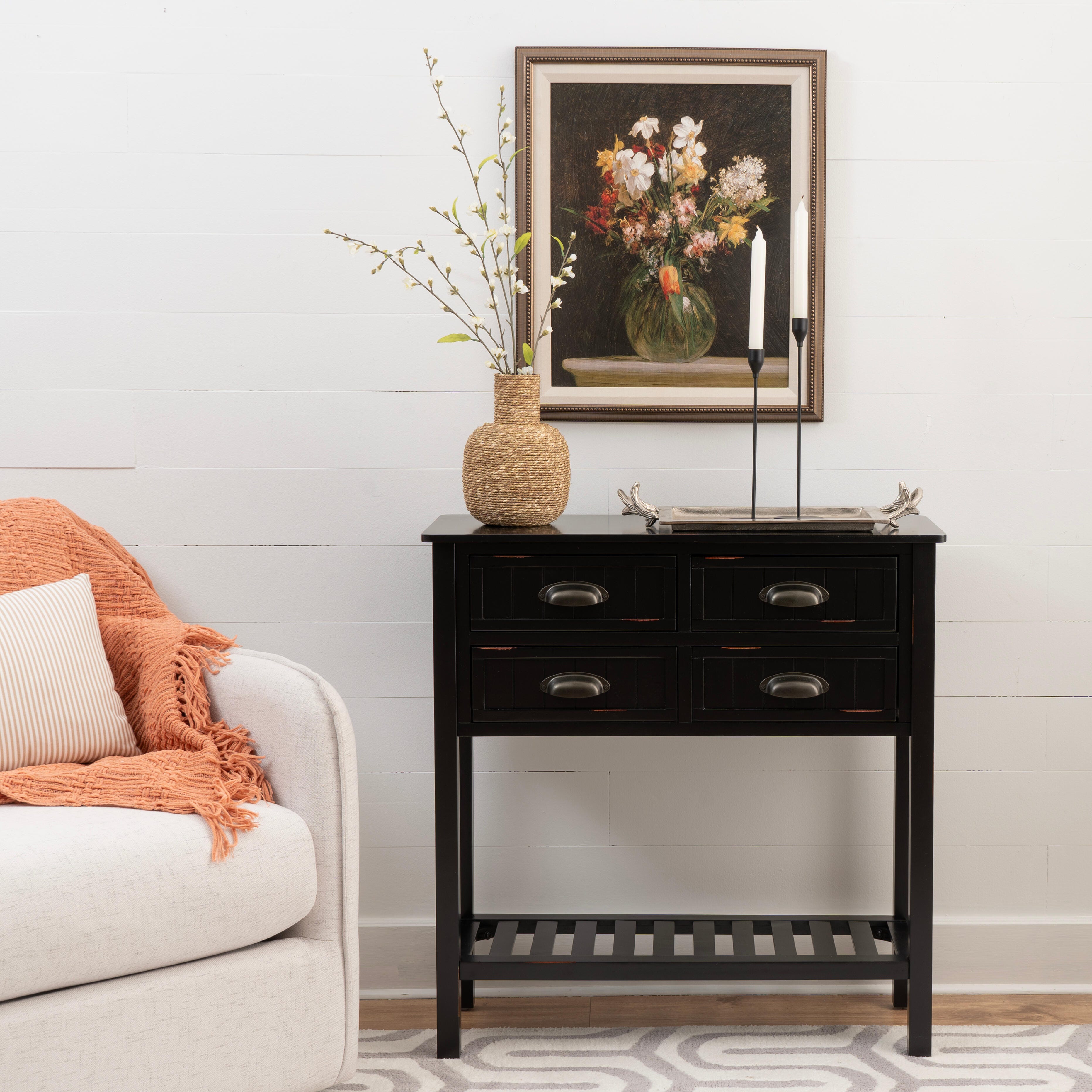 Linon Bowen Console Table, Black, rollover