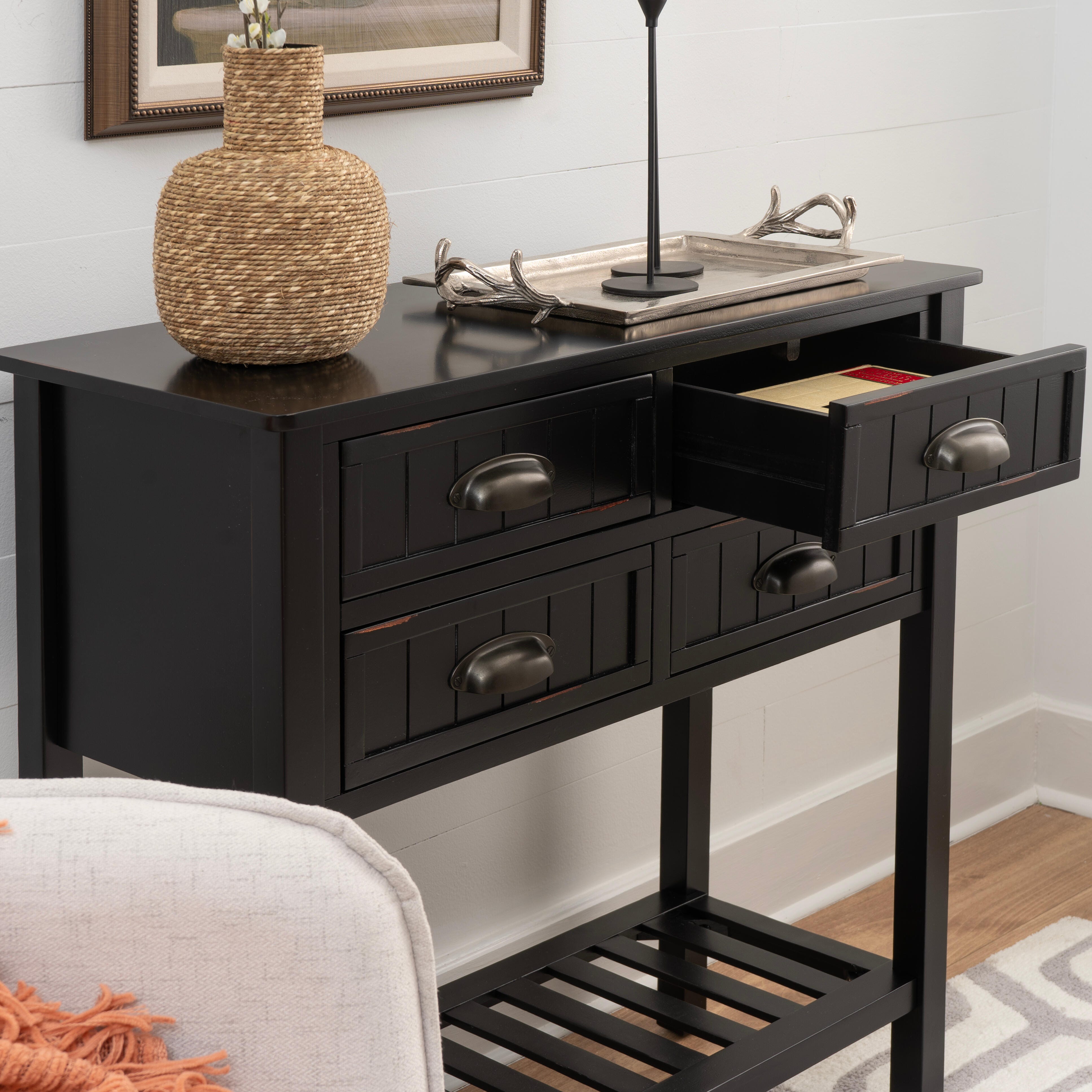 Linon Bowen Console Table, Black, large