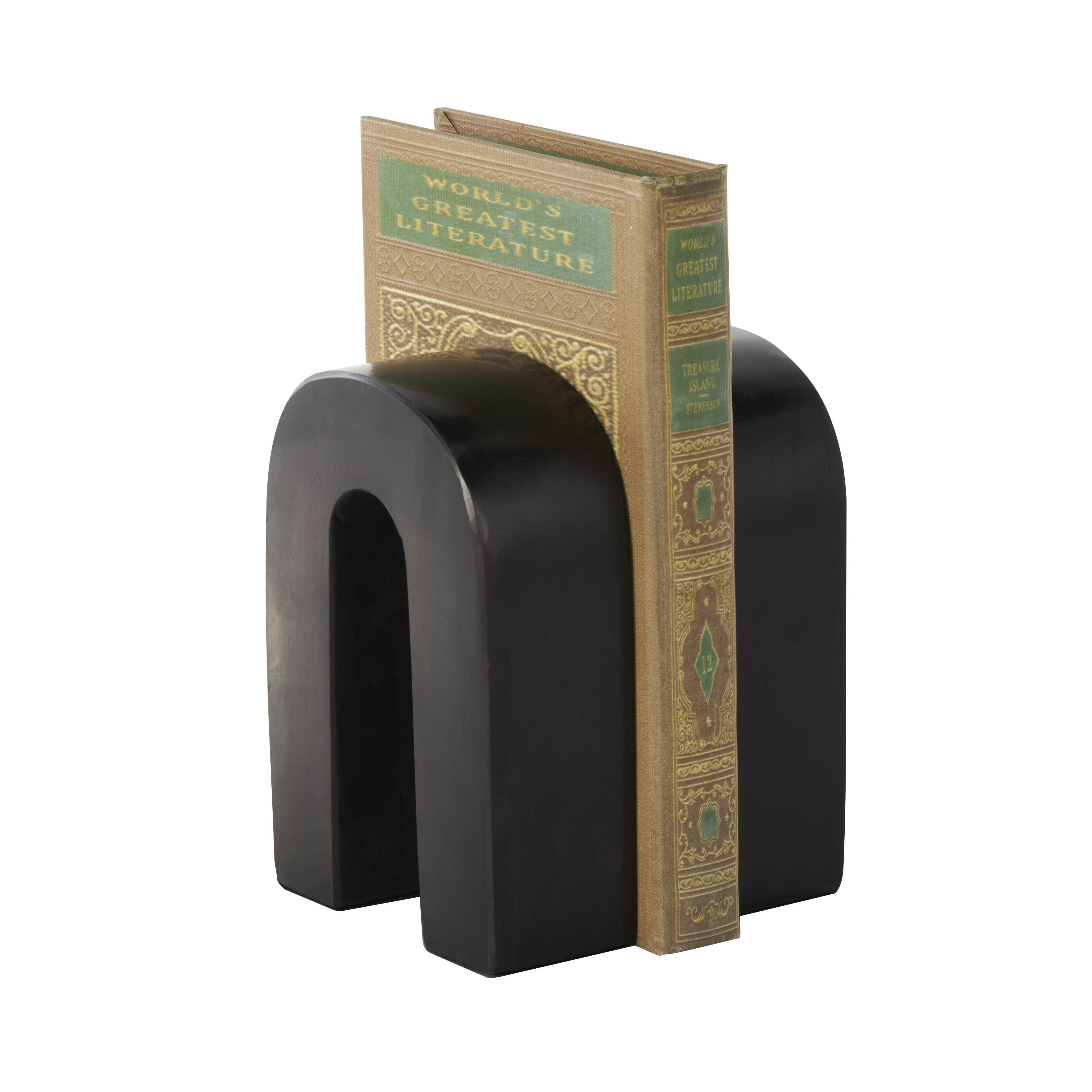 Bayberry Lane Arched Decorative Bookend (Set Of 2), Black, large
