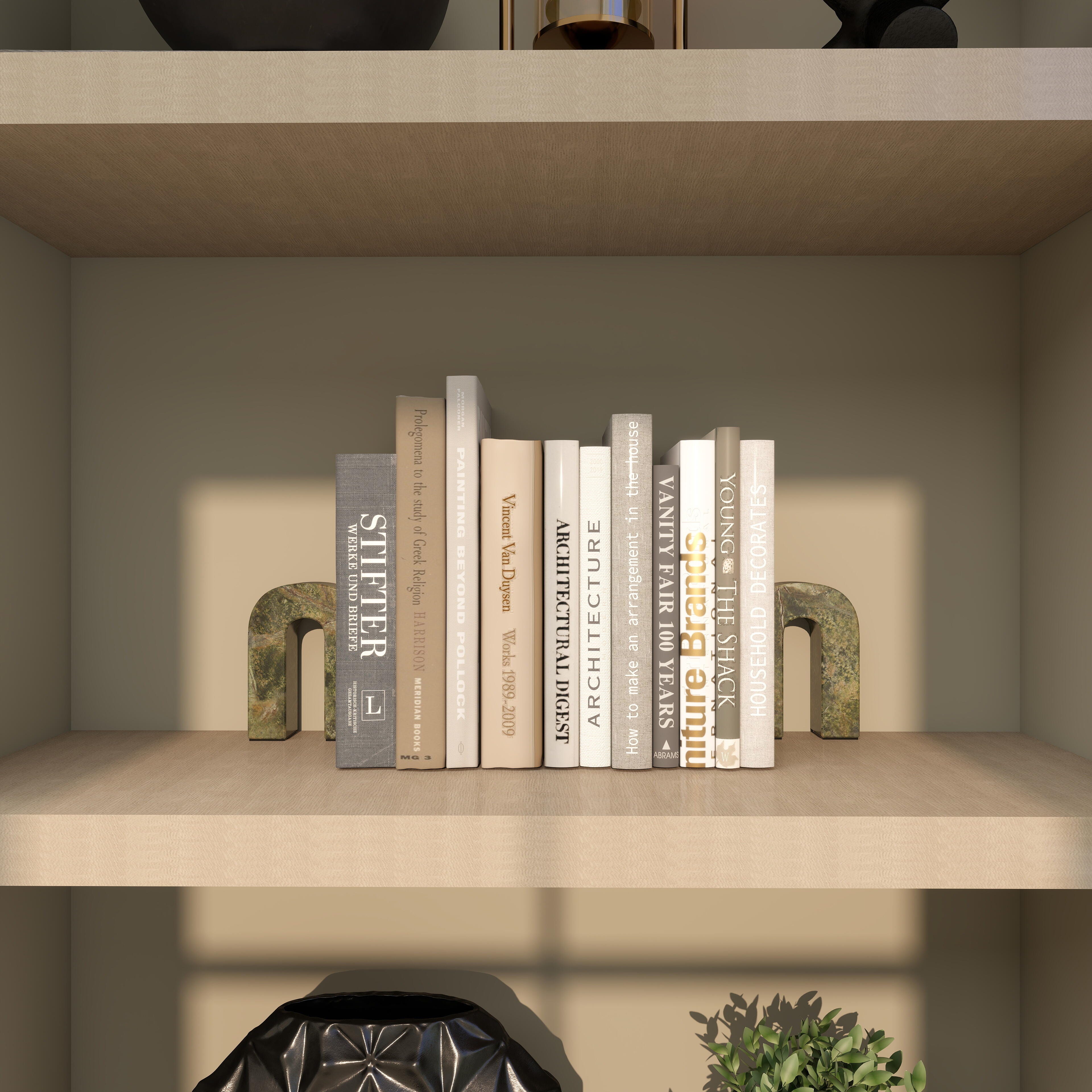 Bayberry Lane Arched Decorative Bookend (Set Of 2), Green, large