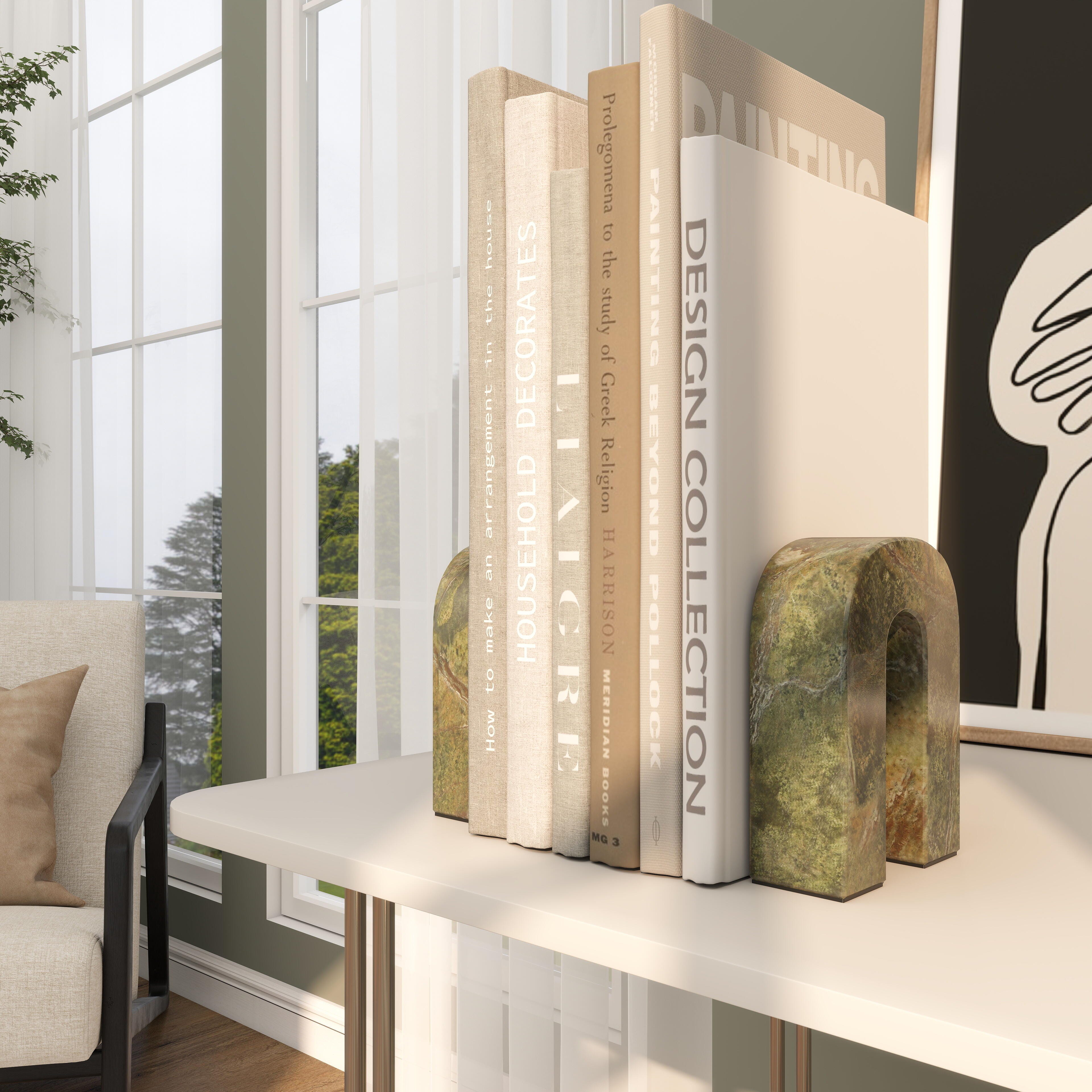 Bayberry Lane Arched Decorative Bookend (Set Of 2), Green, large
