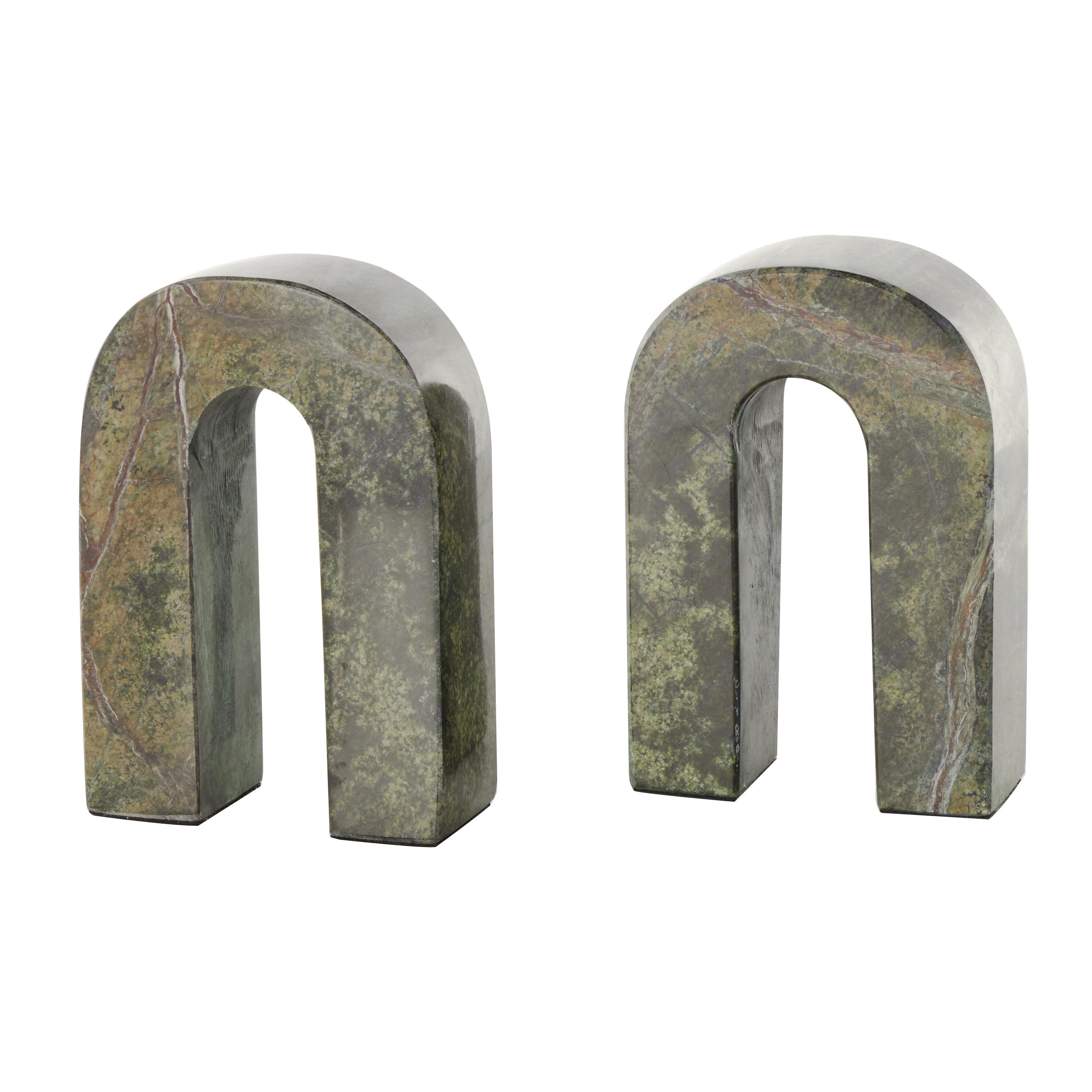 Bayberry Lane Arched Decorative Bookend (Set Of 2), Green, large