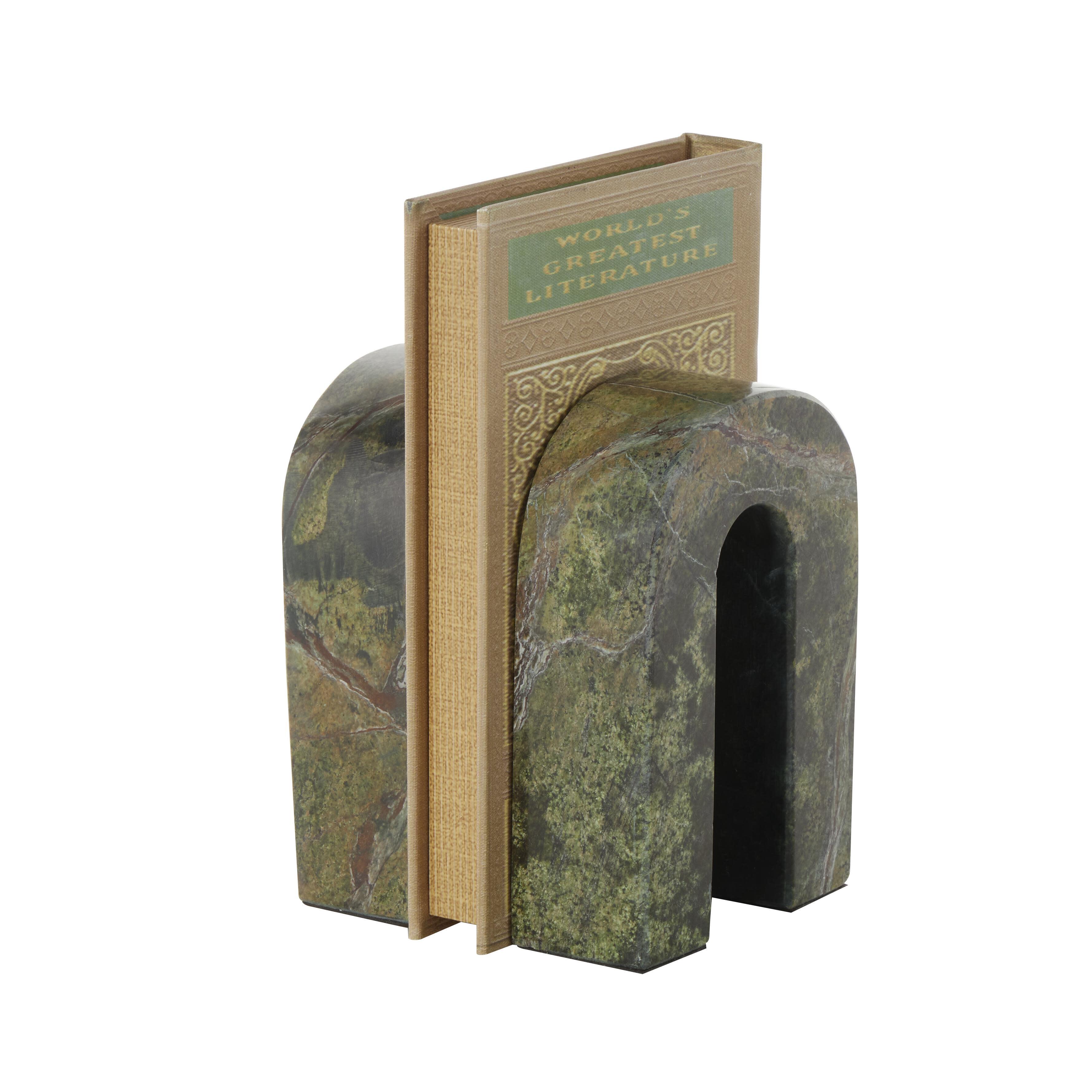Bayberry Lane Arched Decorative Bookend (Set Of 2), Green, large