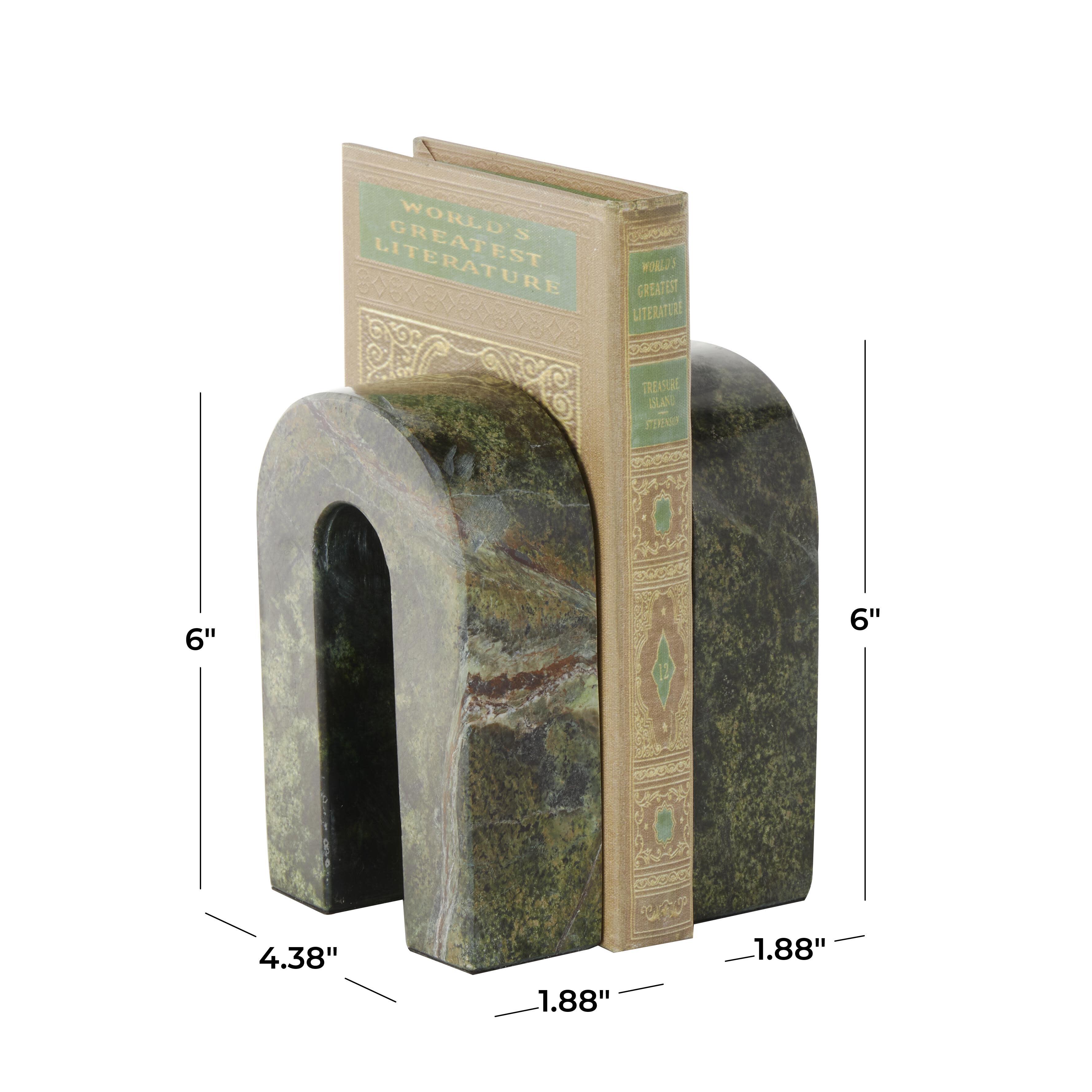Bayberry Lane Arched Decorative Bookend (Set Of 2), Green, large