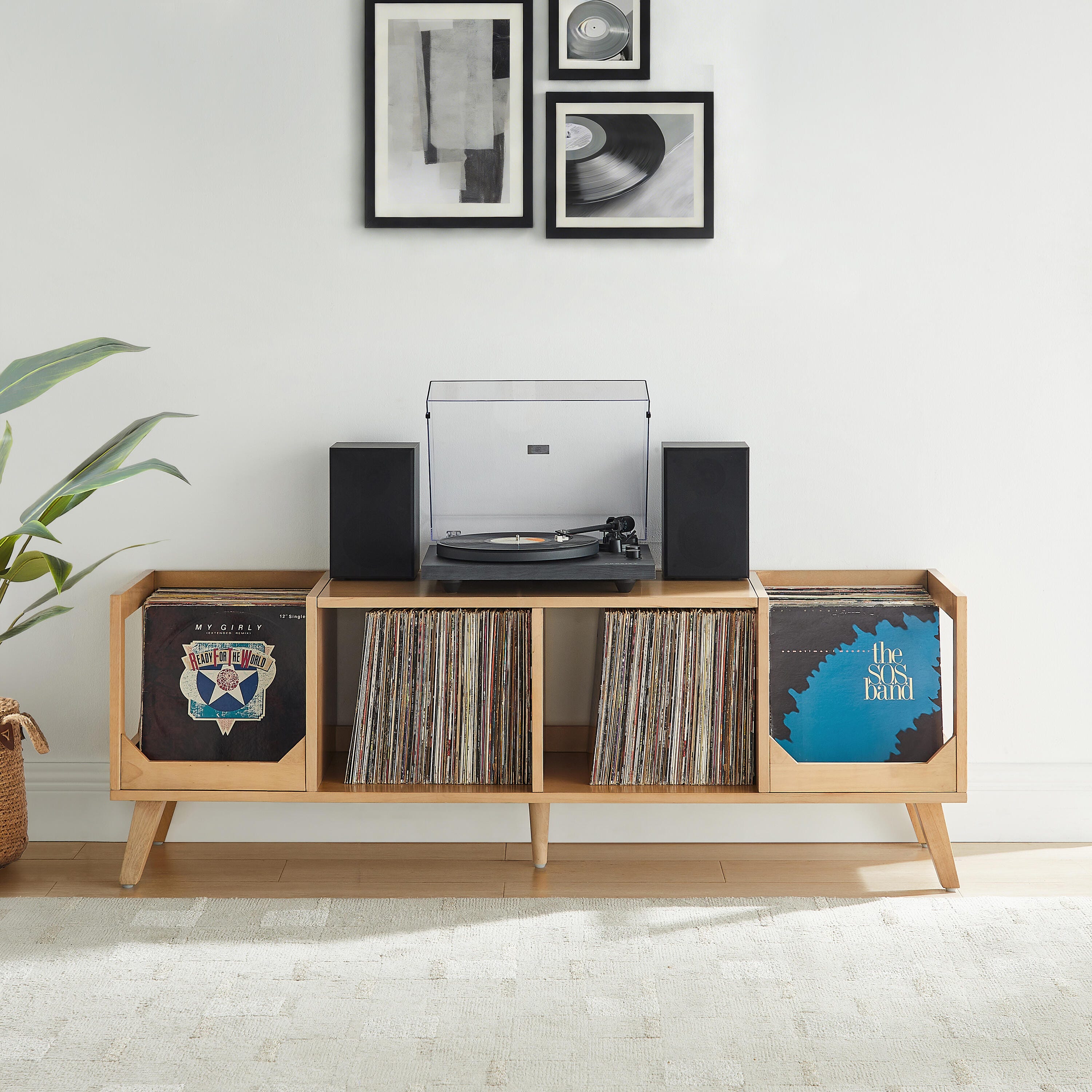 Crosley Furniture Asheville 60" Record Player Stand, , large