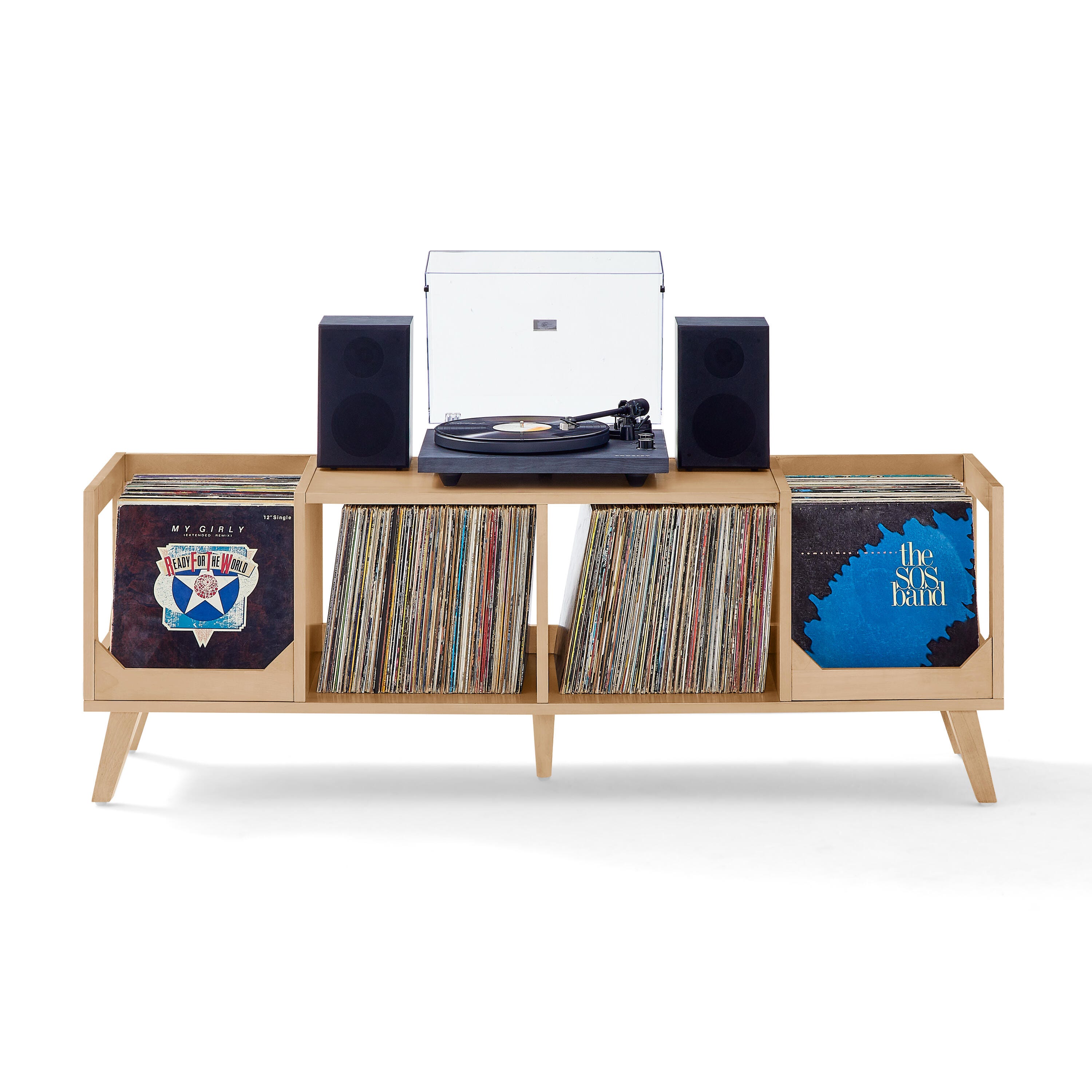 Crosley Furniture Asheville 60" Record Player Stand, , large