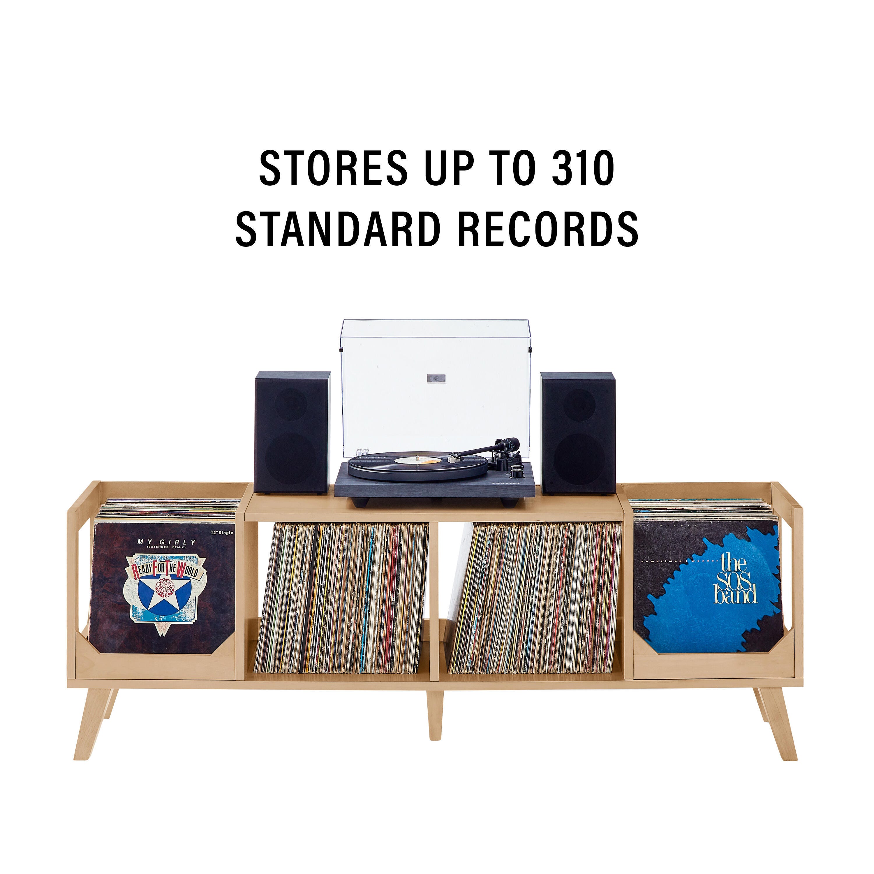 Crosley Furniture Asheville 60" Record Player Stand, , large