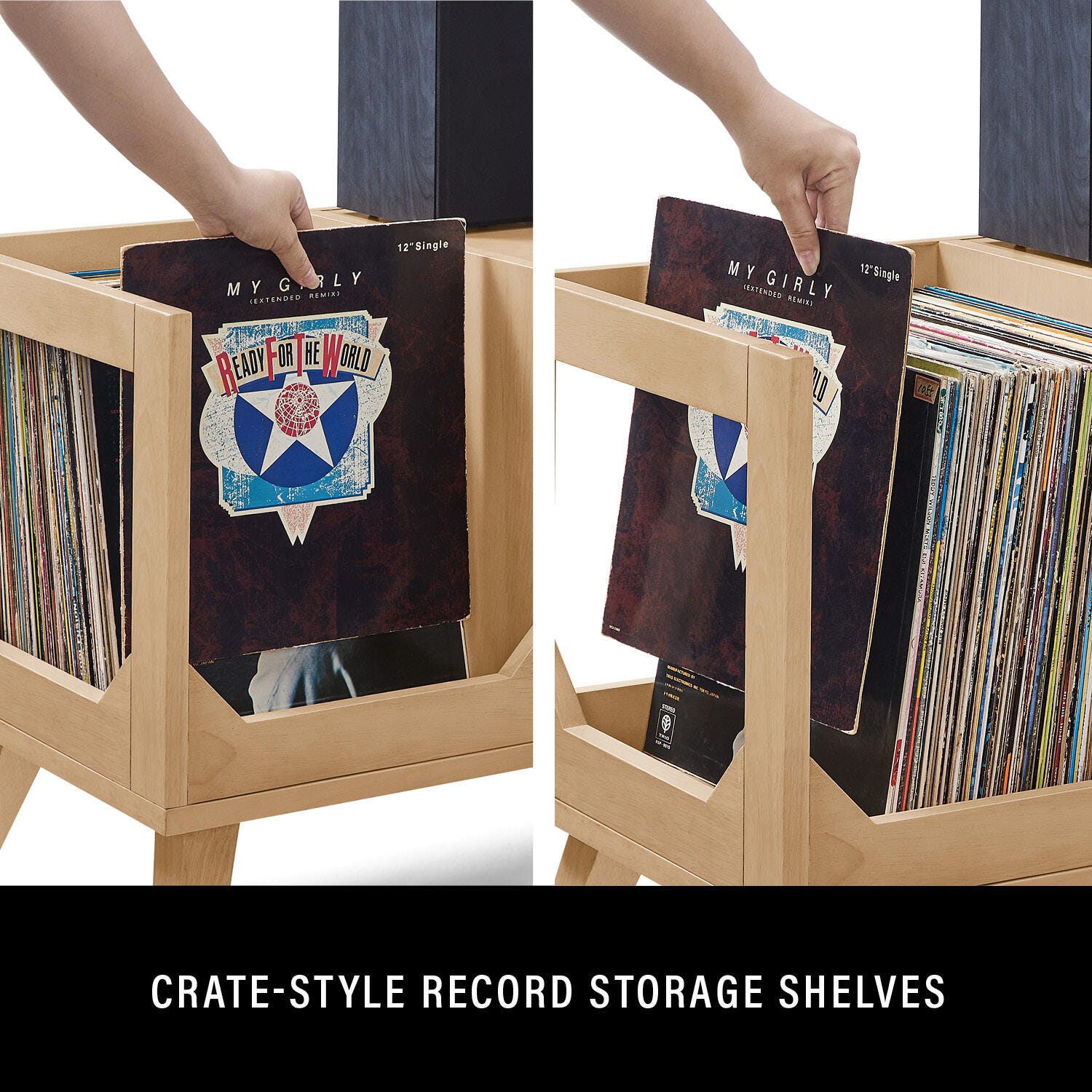 Crosley Furniture Asheville 60" Record Player Stand, , large