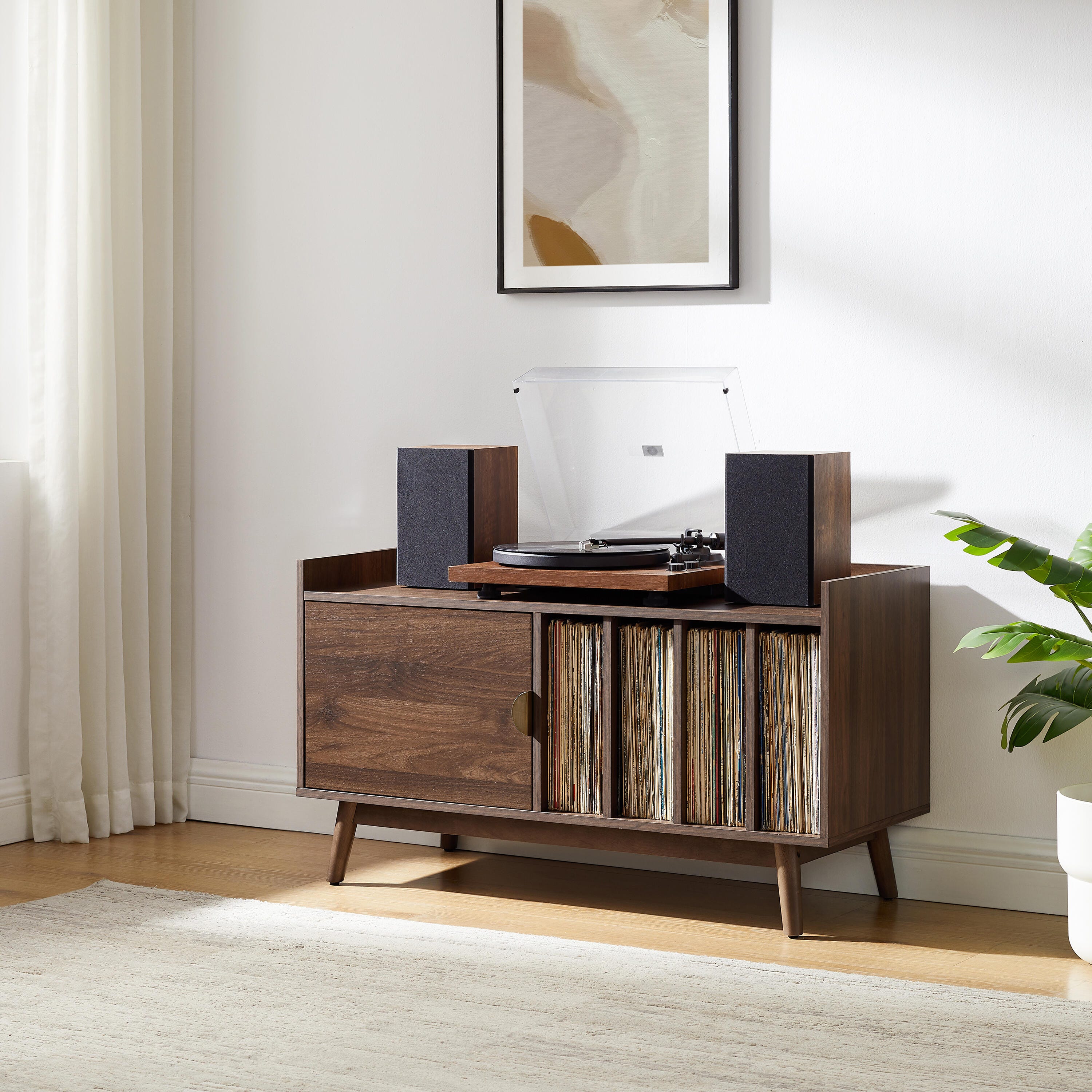 CrosleyFurniture Skylar 40" Record Player Cabinet, Walnut, rollover