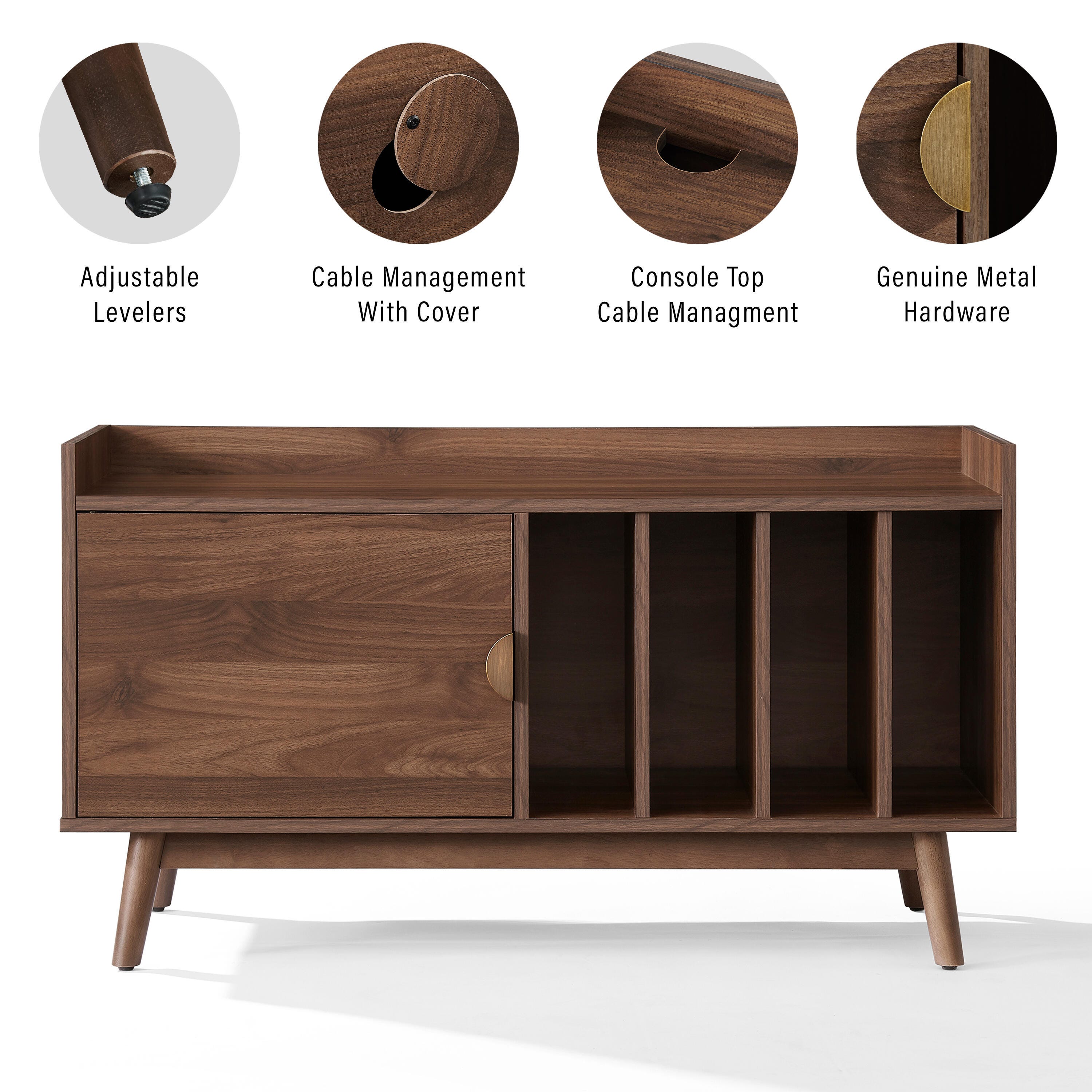 CrosleyFurniture Skylar 40" Record Player Cabinet, Walnut, large