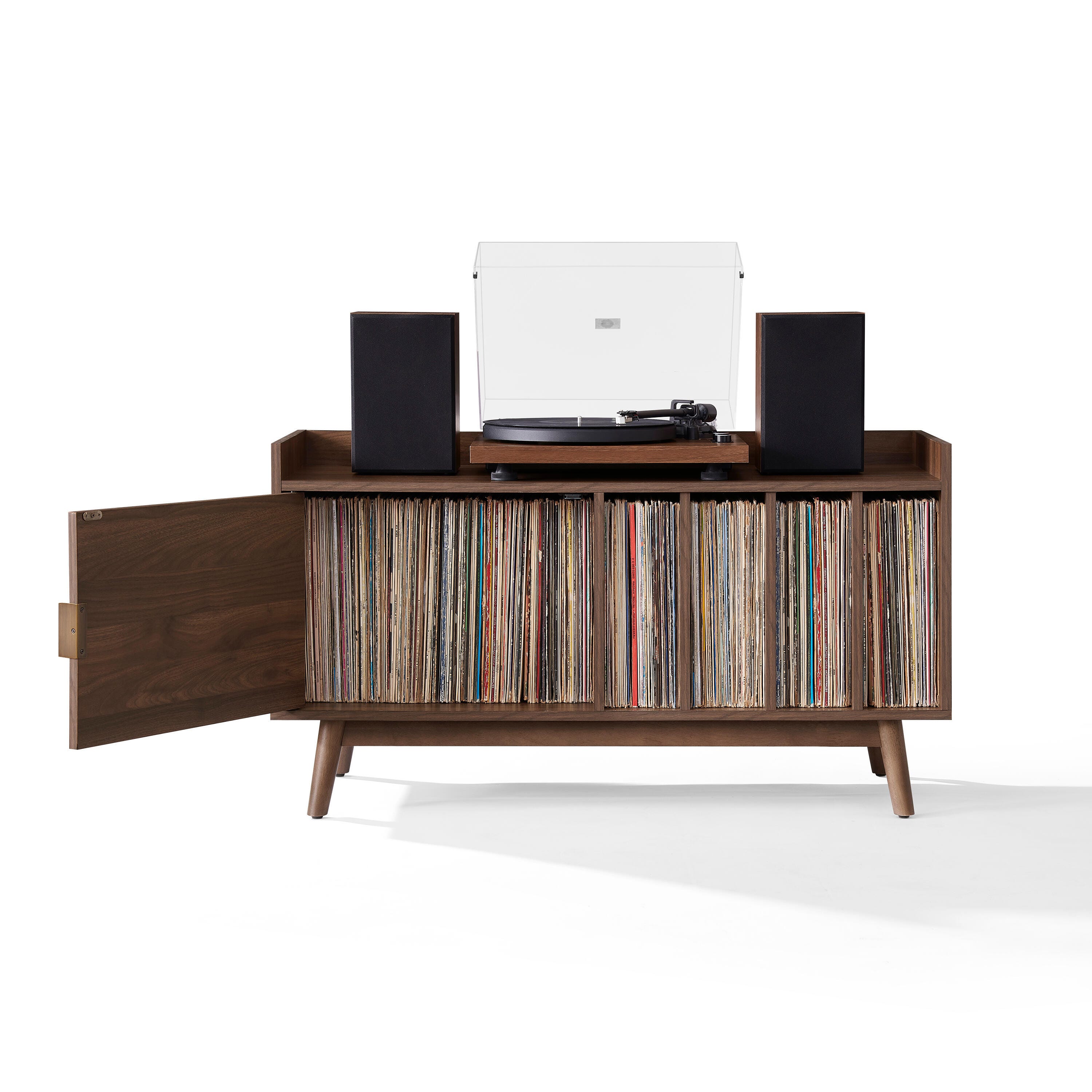 CrosleyFurniture Skylar 40" Record Player Cabinet, Walnut, large