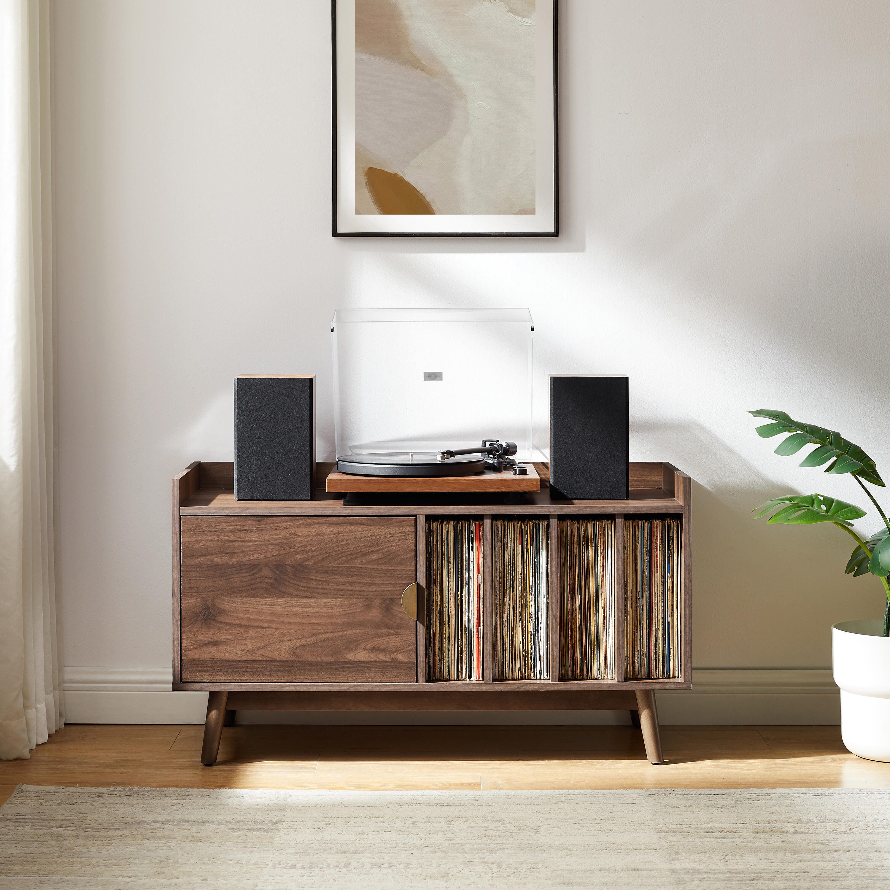 CrosleyFurniture Skylar 40" Record Player Cabinet, Walnut, large