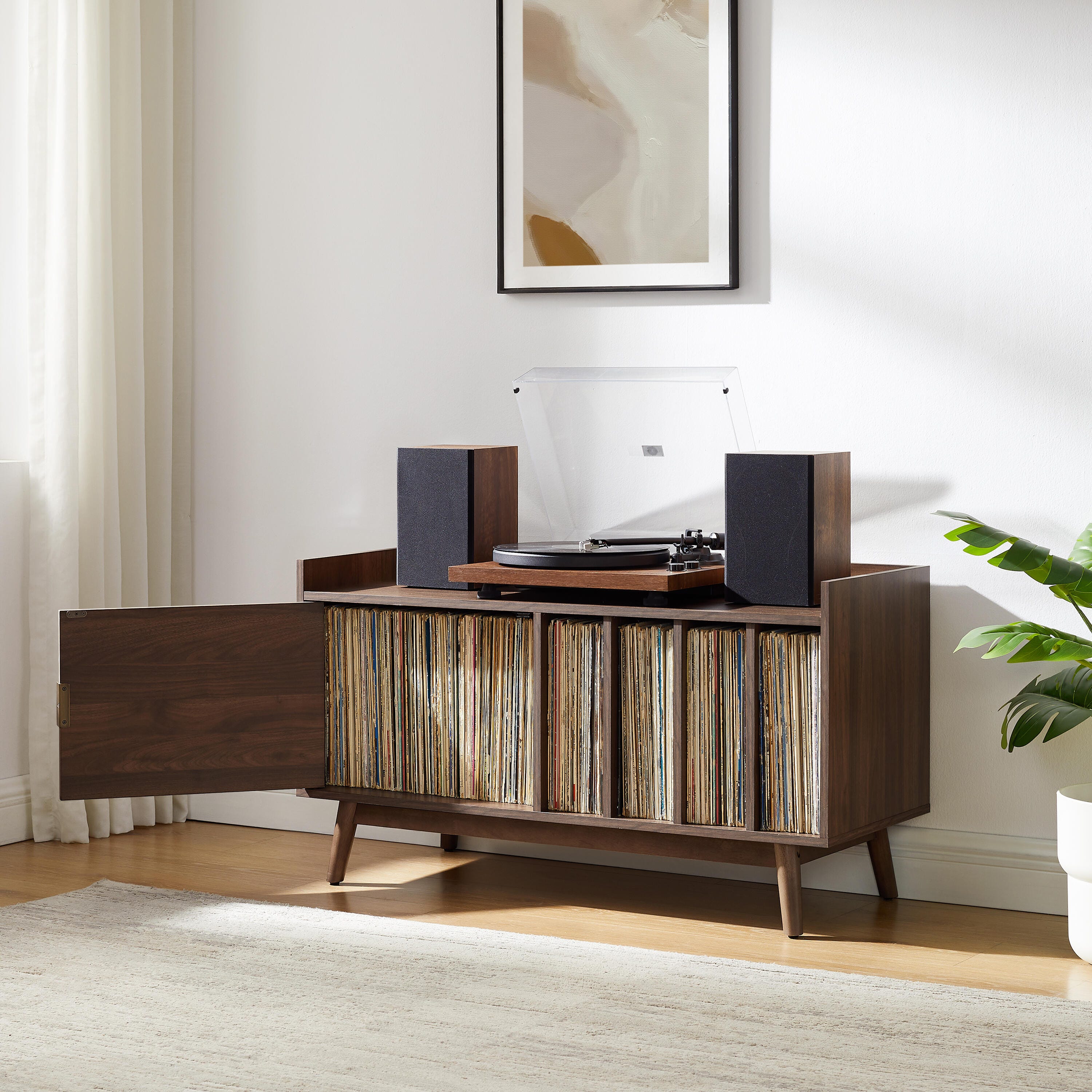CrosleyFurniture Skylar 40" Record Player Cabinet, Walnut, large