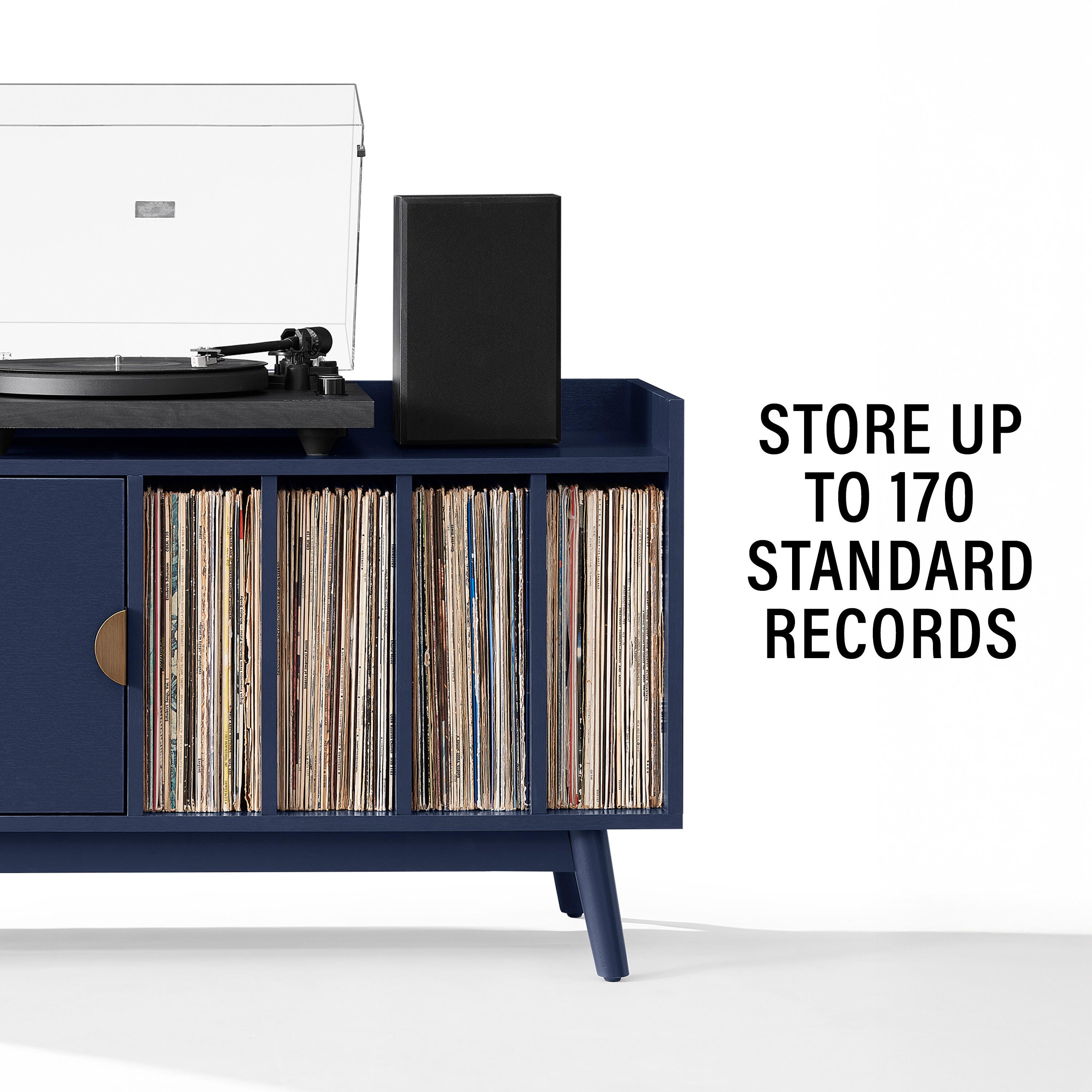 CrosleyFurniture Skylar 40" Record Player Cabinet, Navy, large
