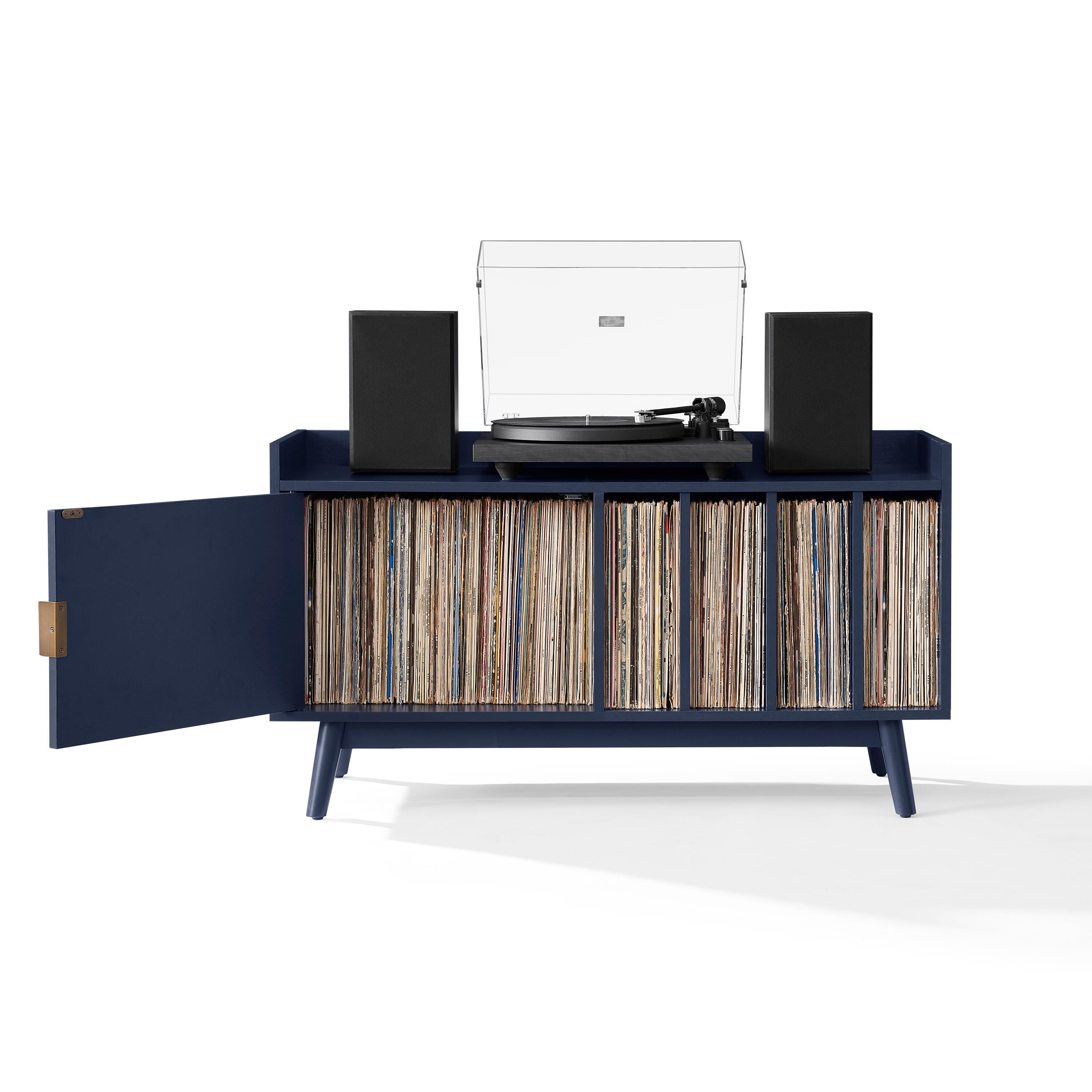 CrosleyFurniture Skylar 40" Record Player Cabinet, Navy, large
