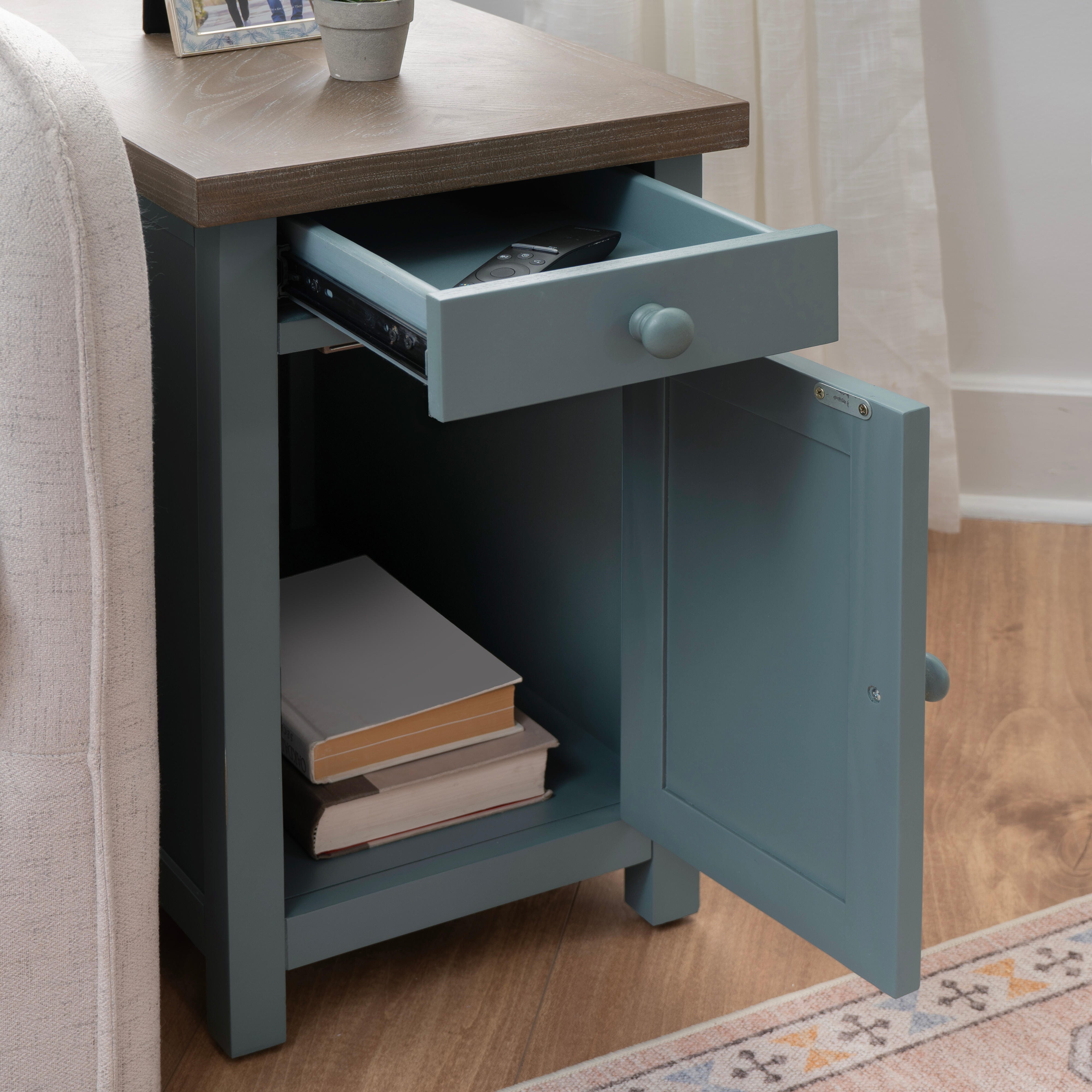Linon Belsey Side Table, Blue, large