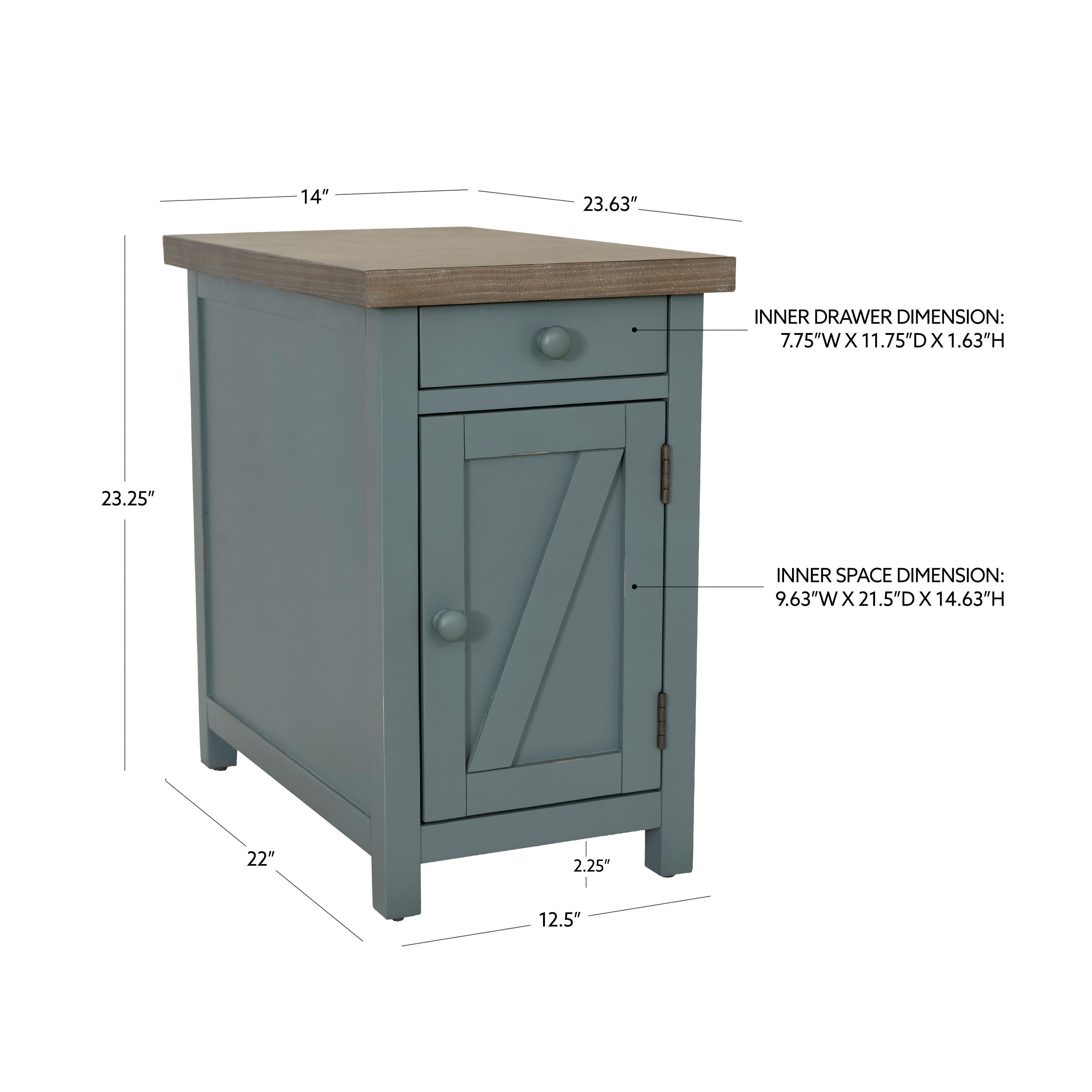 Linon Belsey Side Table, Blue, large