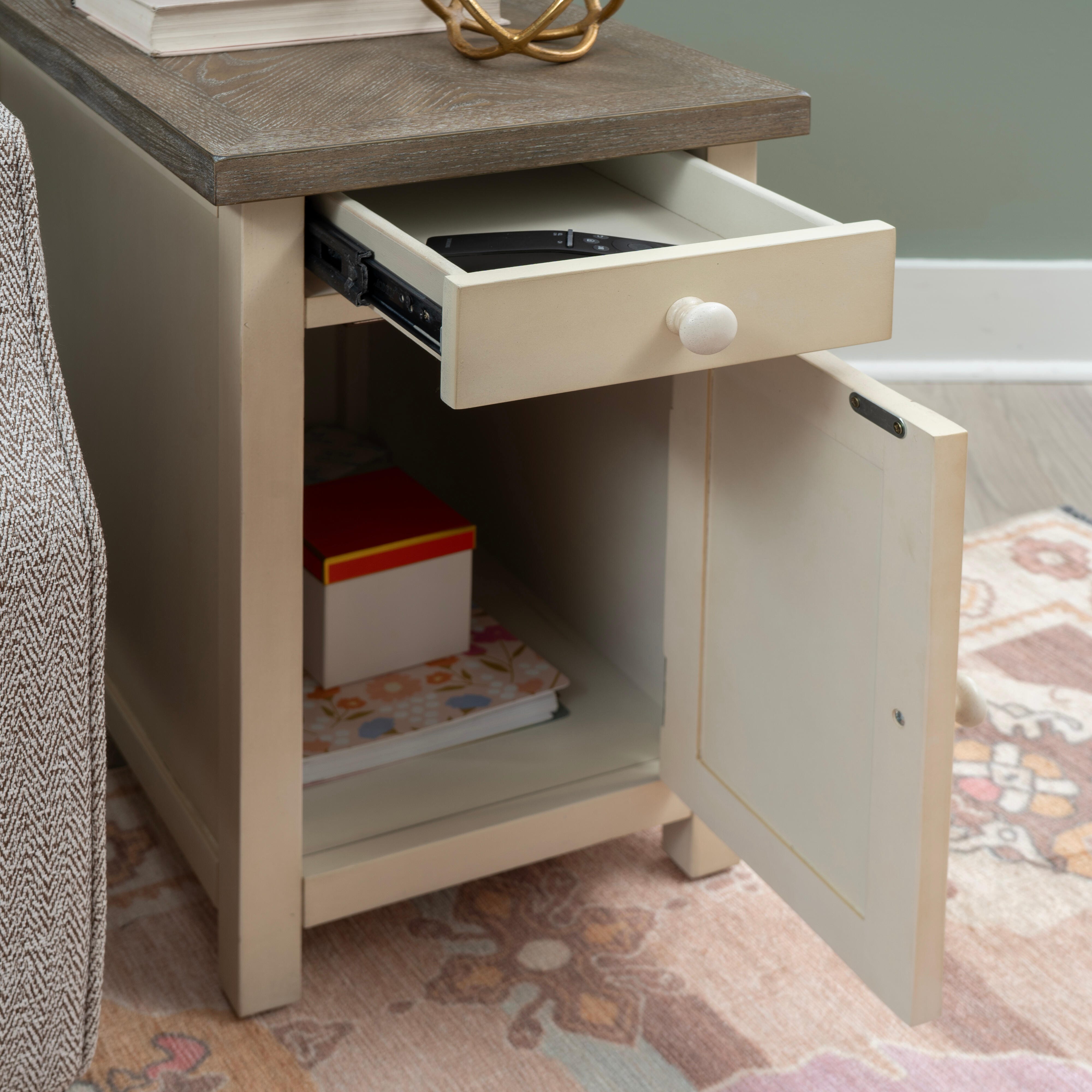 Linon Belsey Side Table, Cream, large