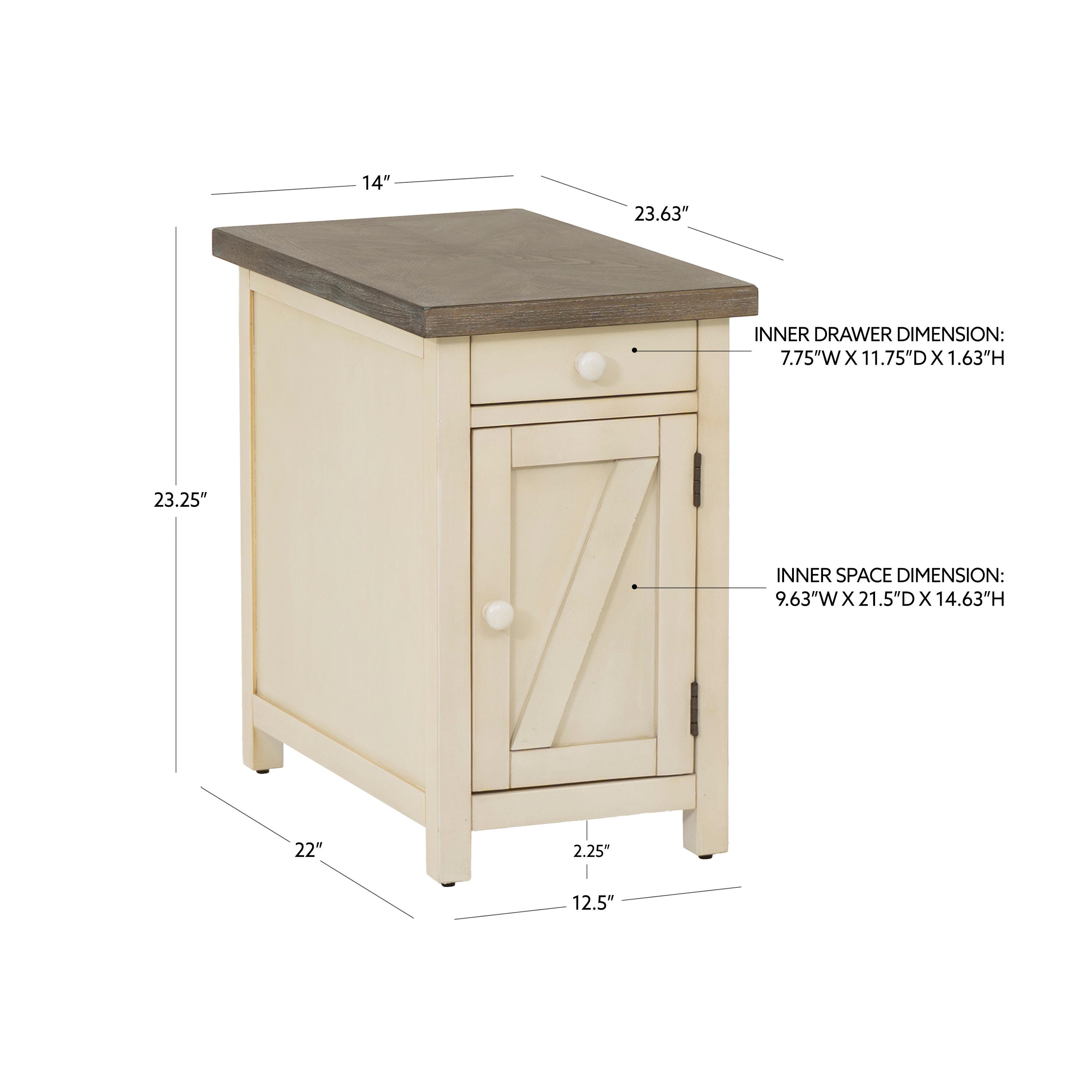 Linon Belsey Side Table, Cream, large