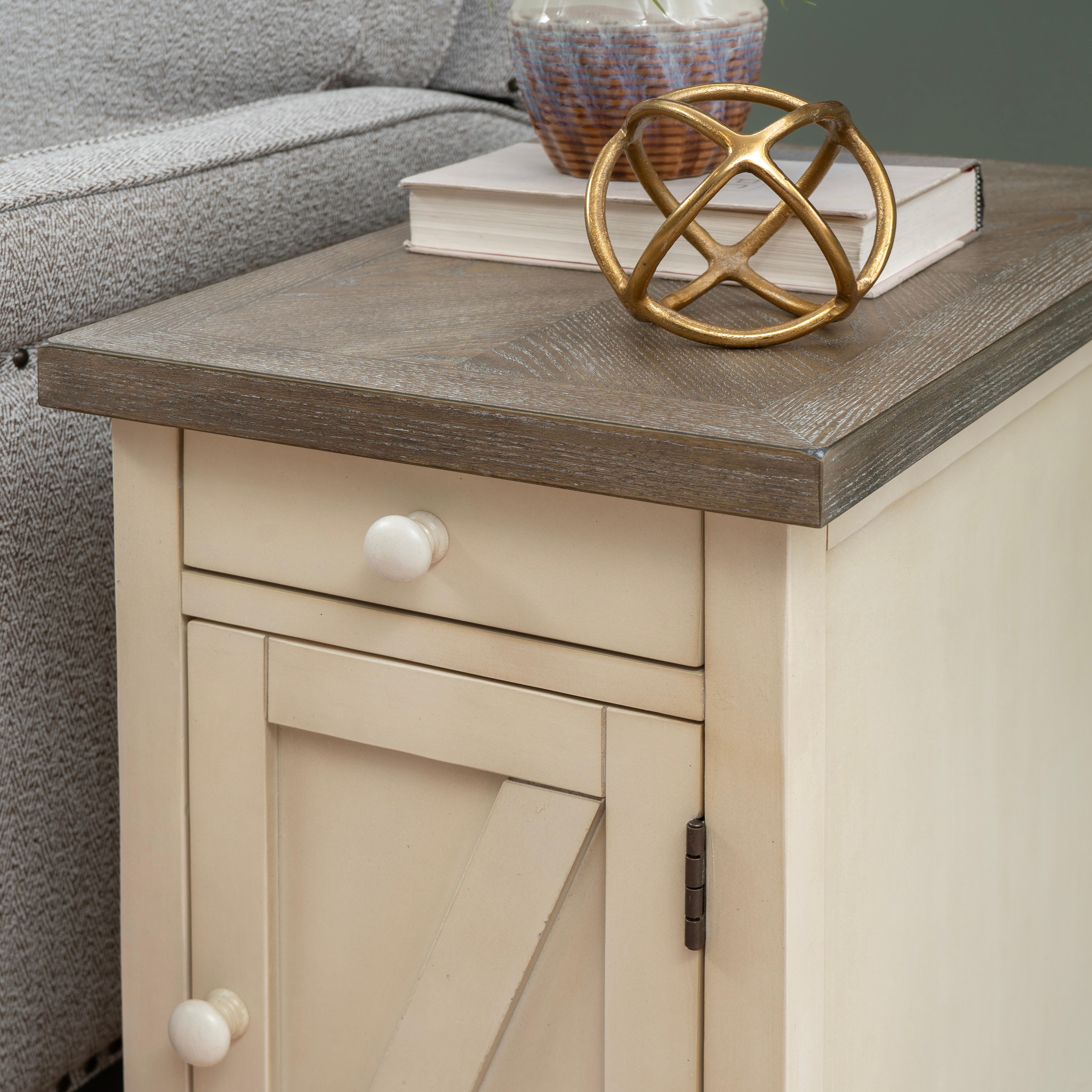 Linon Belsey Side Table, Cream, large