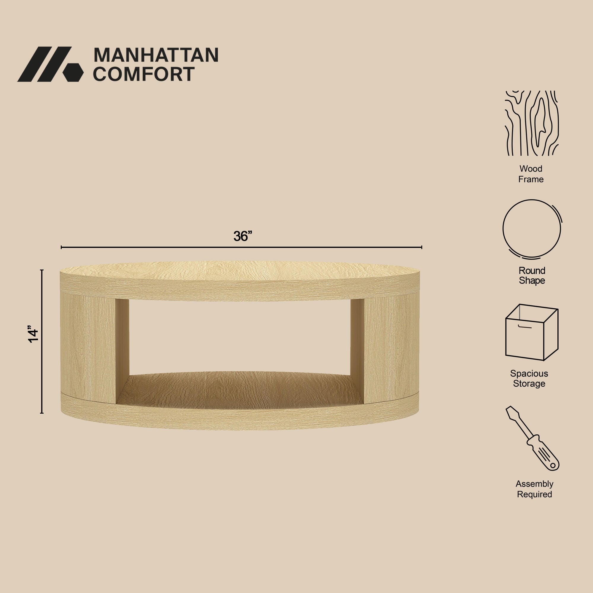 Manhattan Comfort Alure Coffee Table, , large