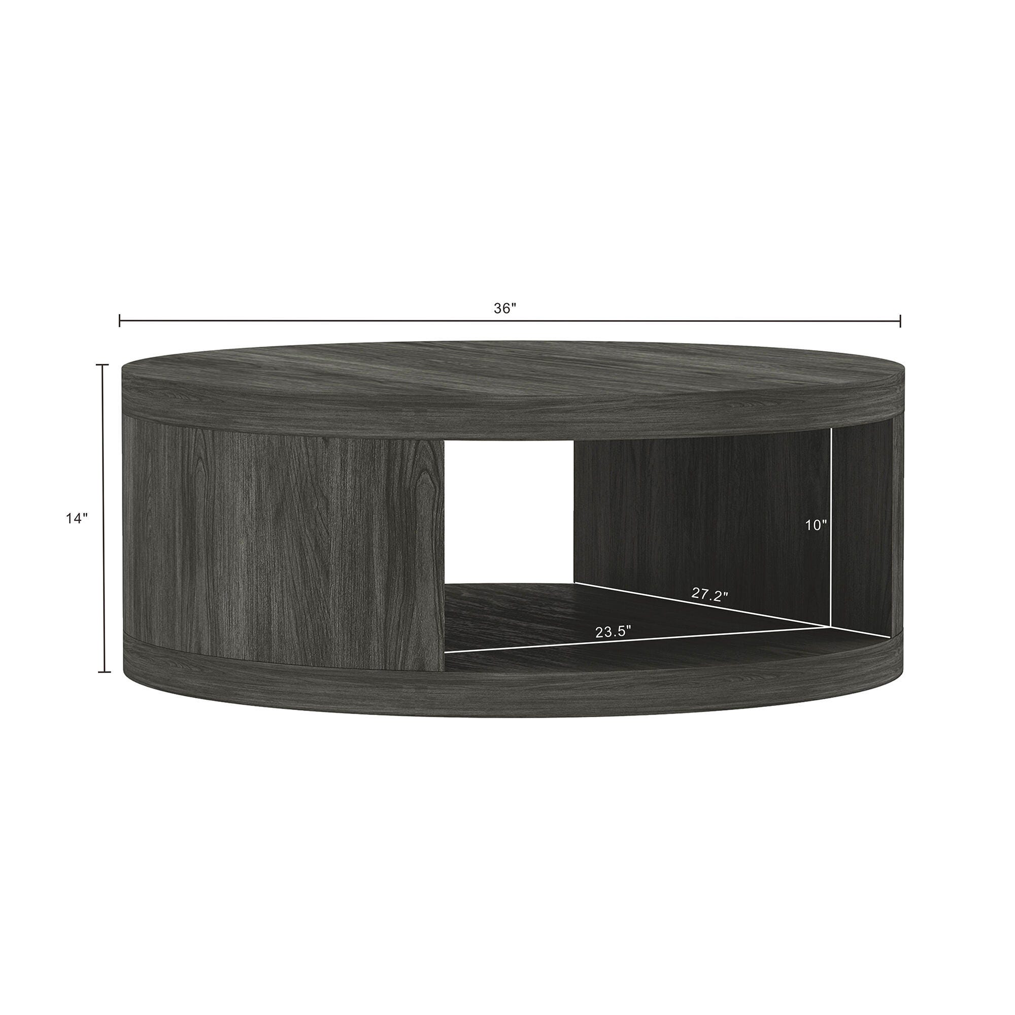 Manhattan Comfort Alure Coffee Table, Charcoal, large