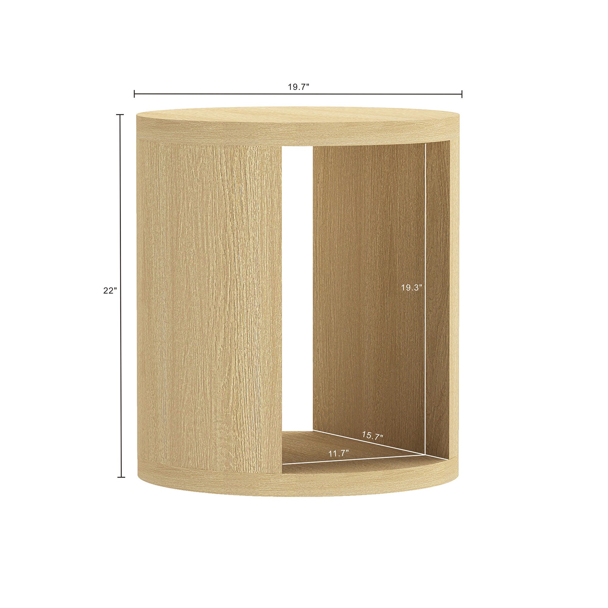 Manhattan Comfort Alure End Table, Natural Oak, large
