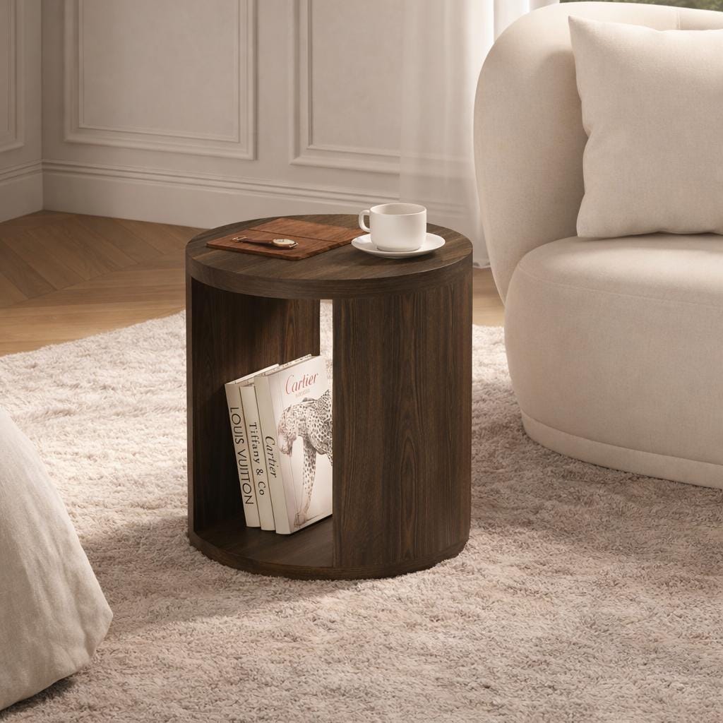 Manhattan Comfort Alure End Table, Walnut, large