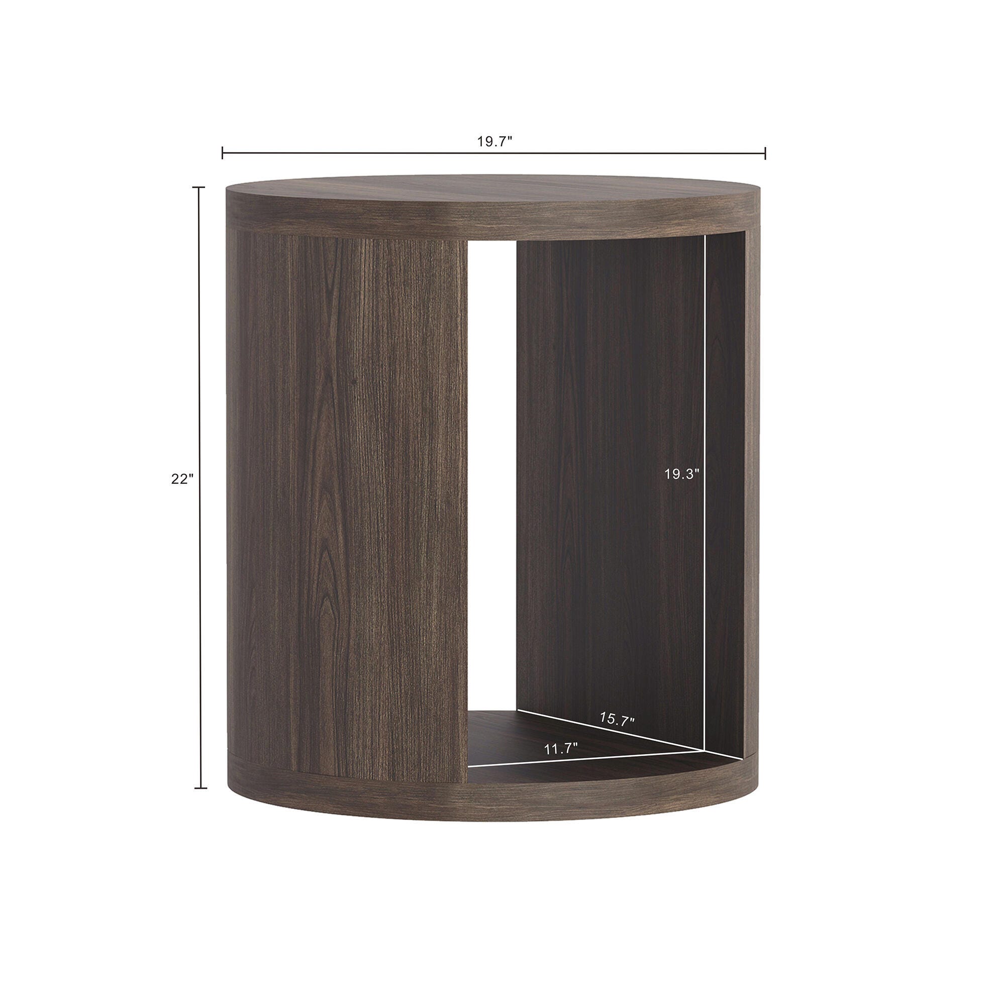 Manhattan Comfort Alure End Table, Walnut, large
