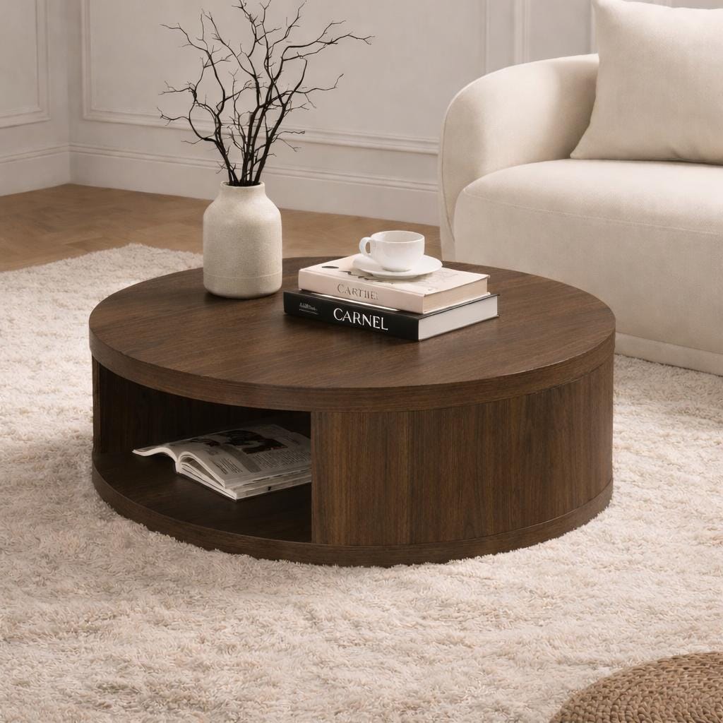 Manhattan Comfort Alure Coffee Table, Walnut, large