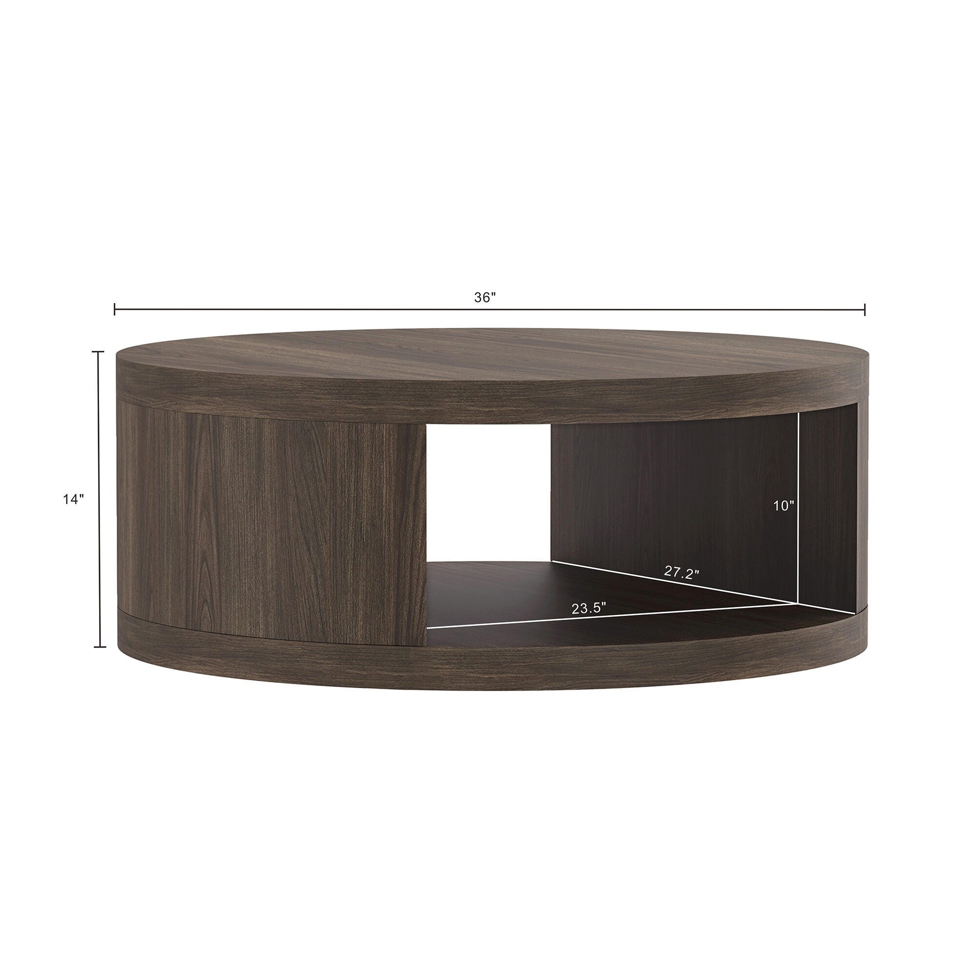 Manhattan Comfort Alure Coffee Table, Walnut, large