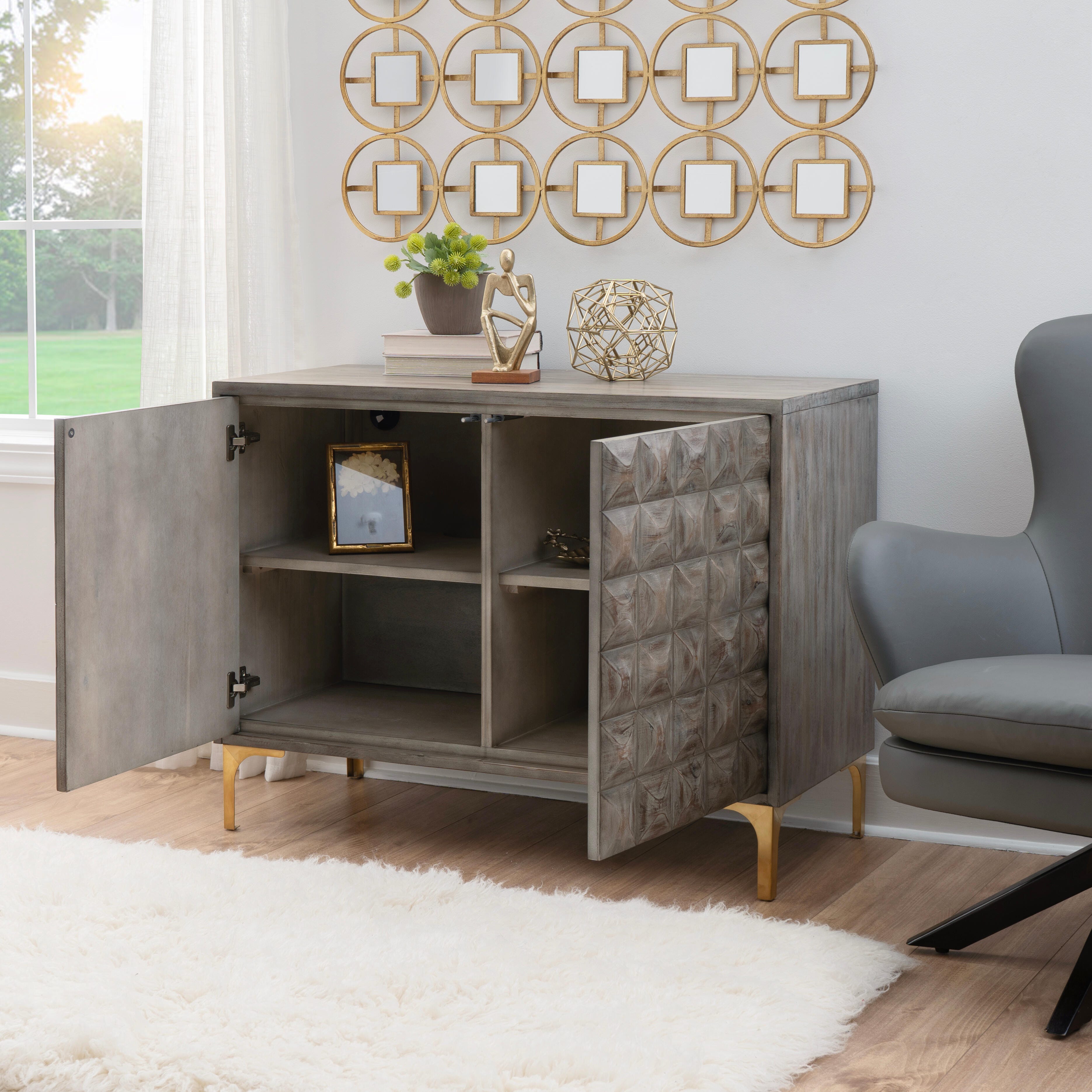 Linon Milo 41" Accent Cabinet, , large
