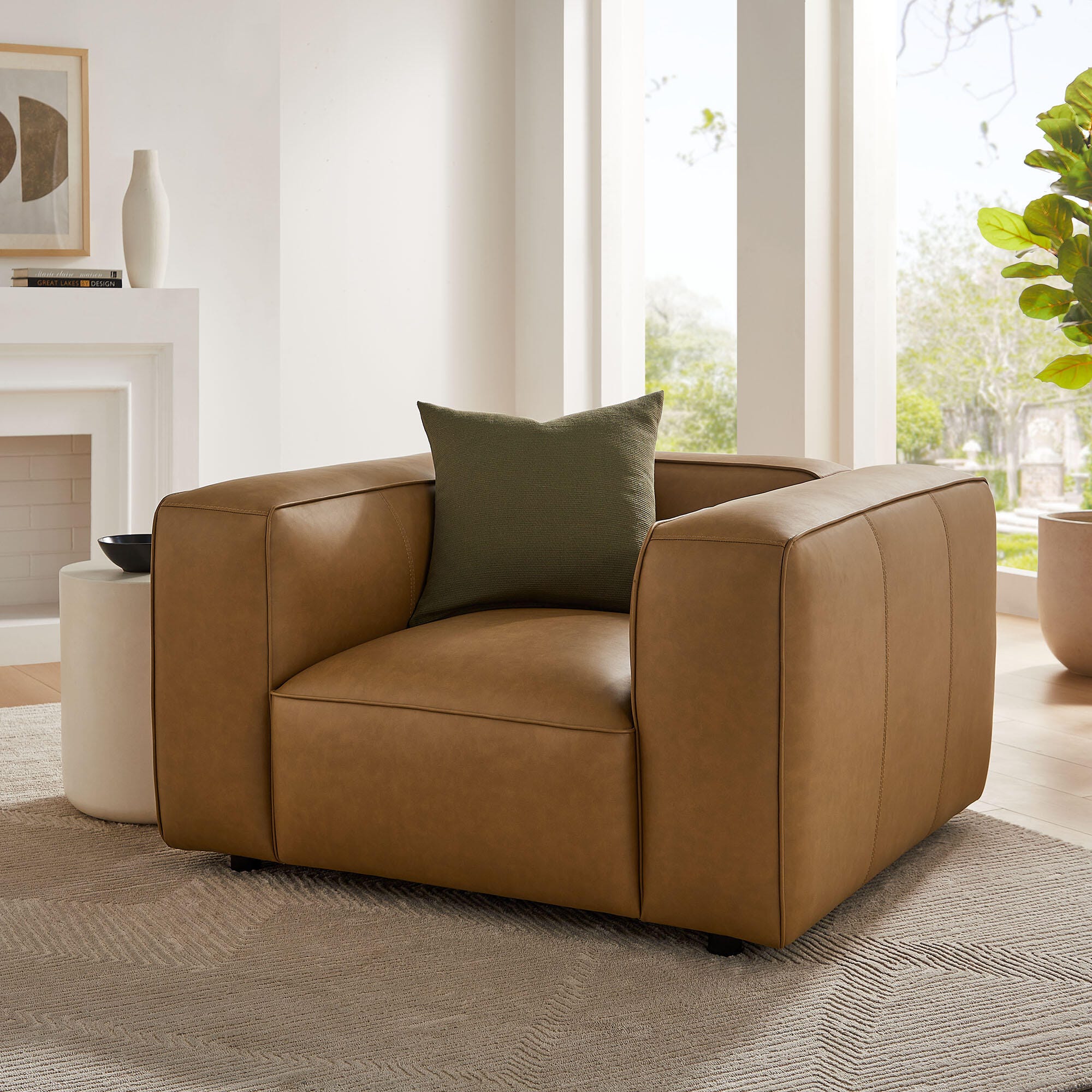 Modway Auren Oversized Chair, Camel, large
