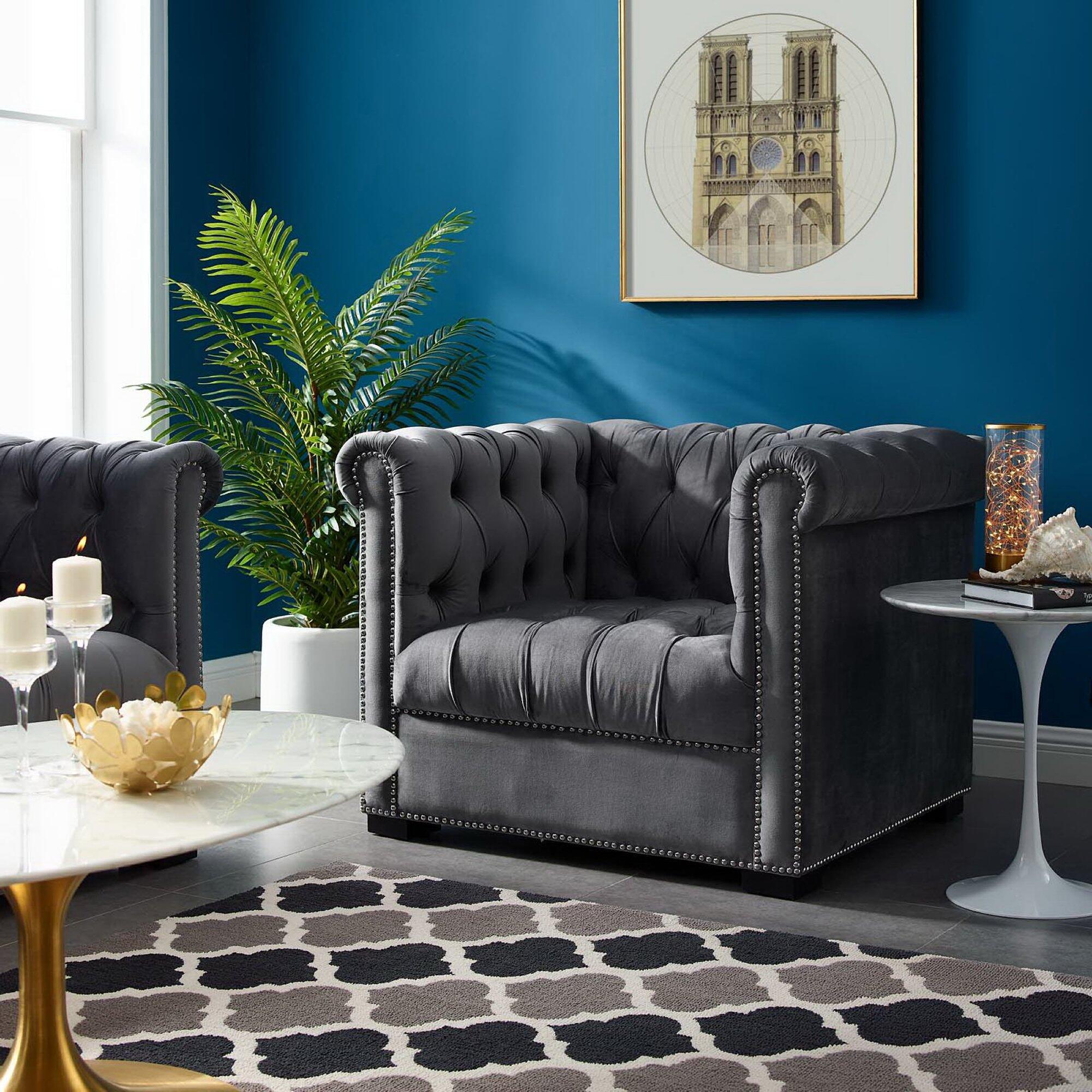 Modway Heritage Accent Chair, Gray, rollover