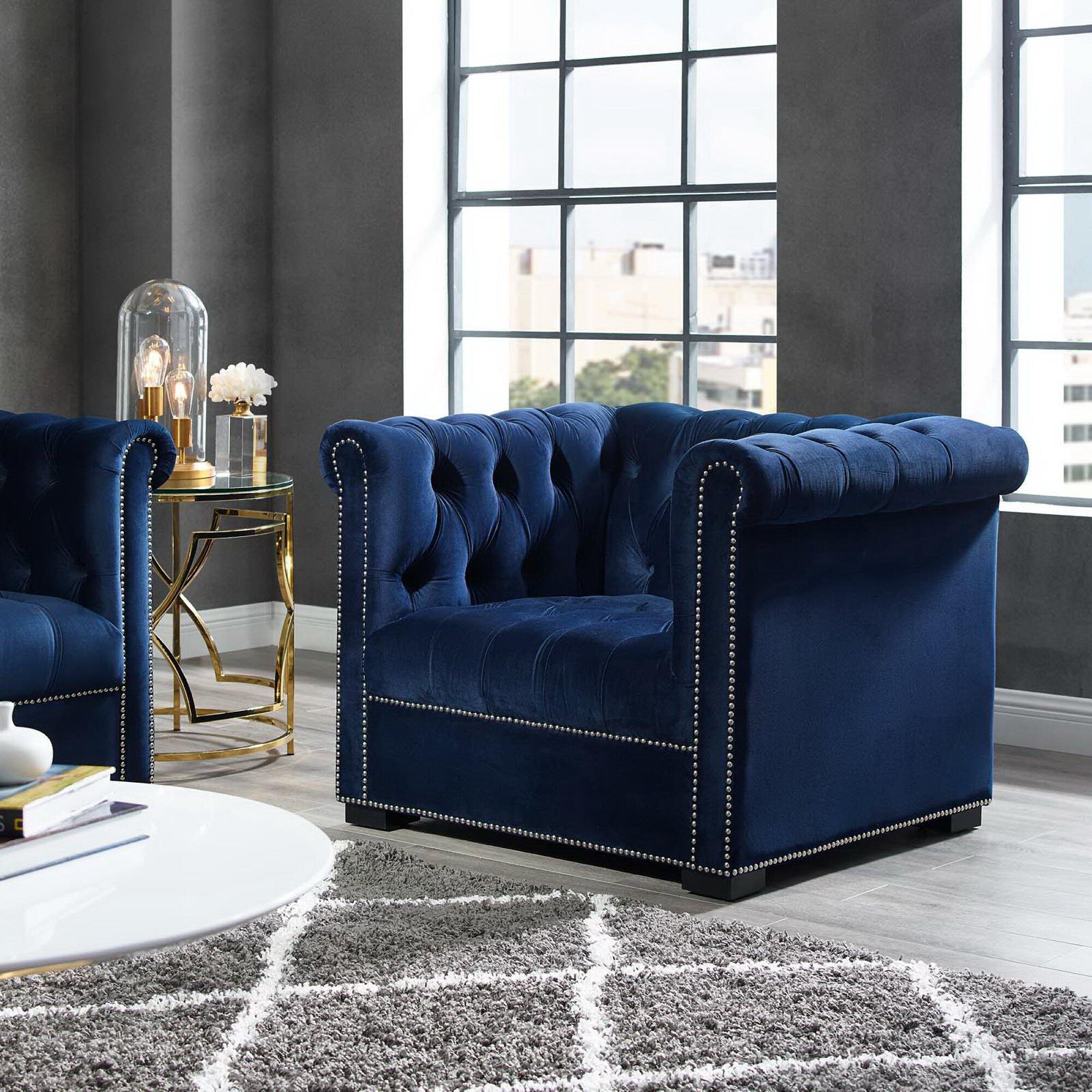 Modway Heritage Accent Chair, Midnight Blue, rollover