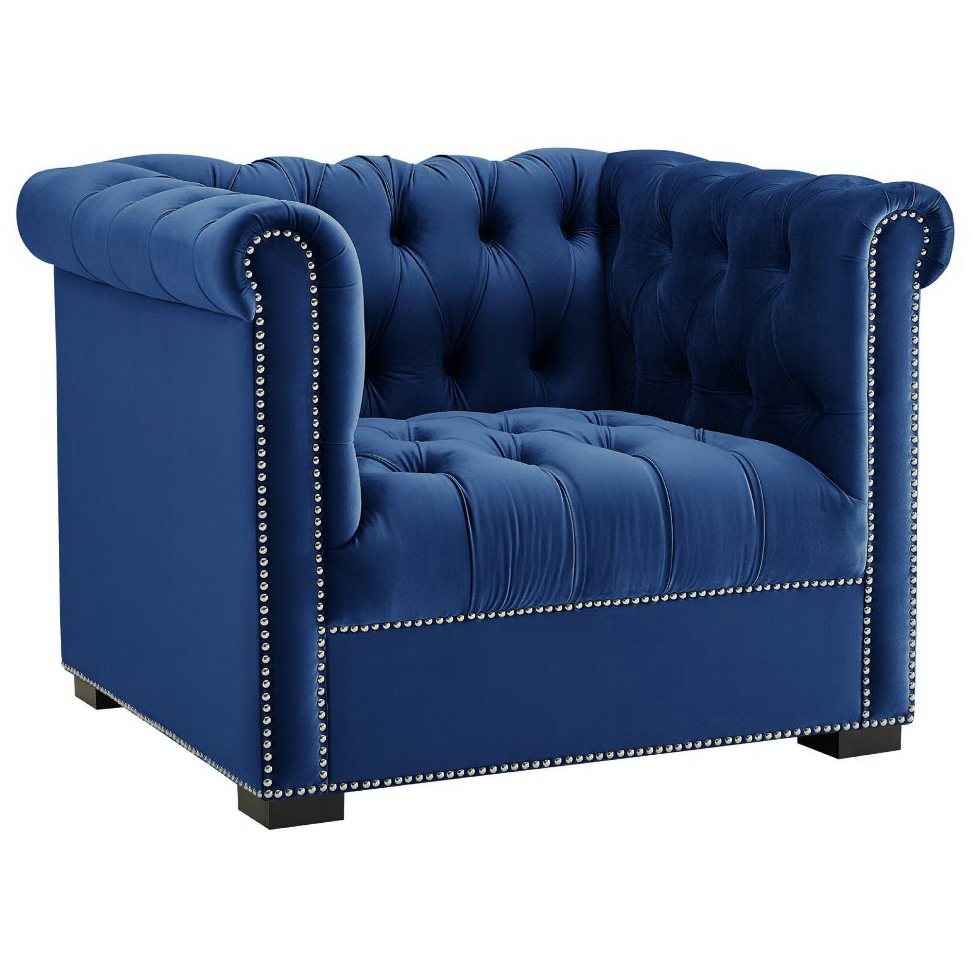 Modway Heritage Accent Chair, Midnight Blue, large