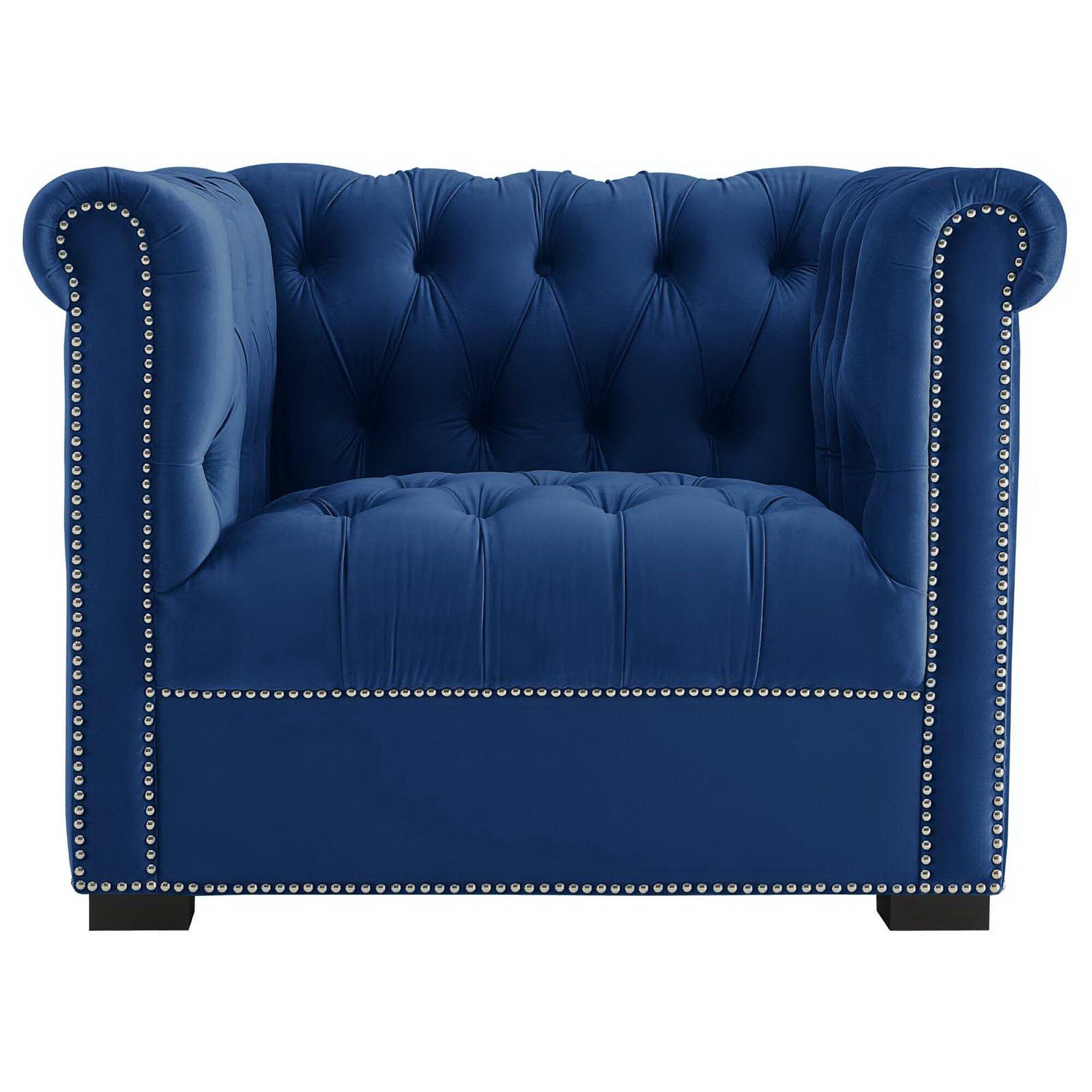Modway Heritage Accent Chair, Midnight Blue, large