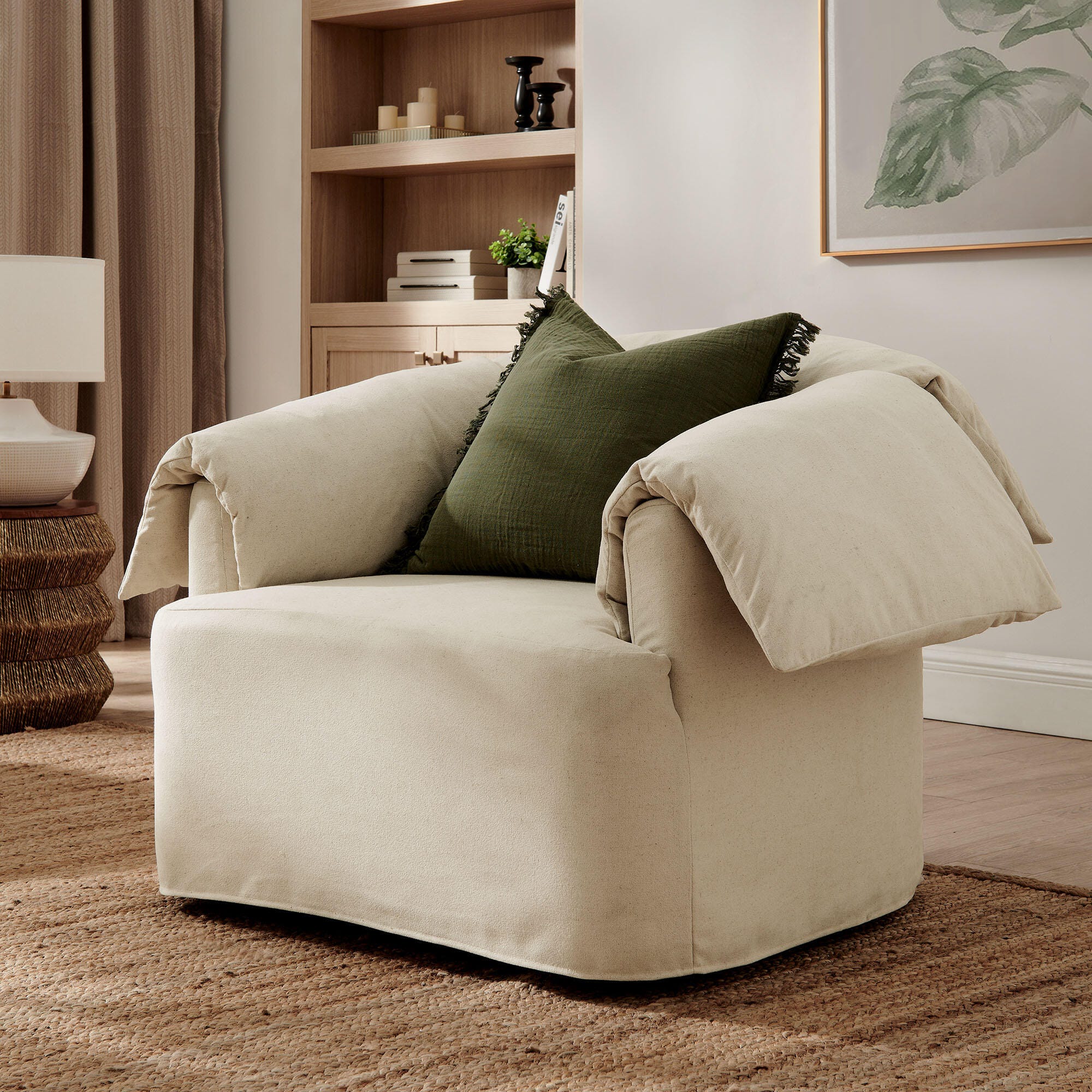 Modway Lark Oversized Chair, Linen, rollover