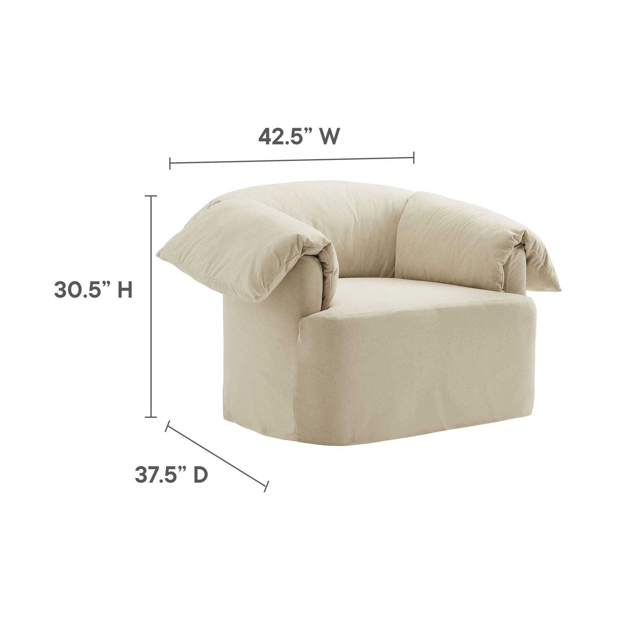 Modway Lark Oversized Chair, Linen, large