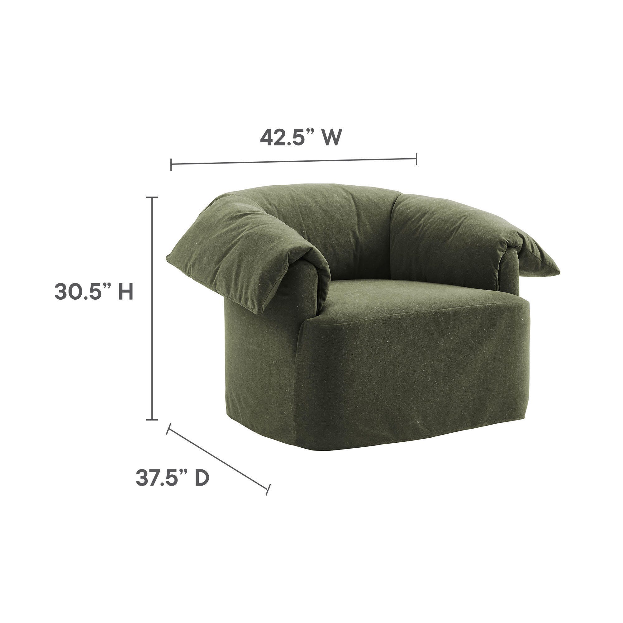 Modway Lark Oversized Chair, Sage, large