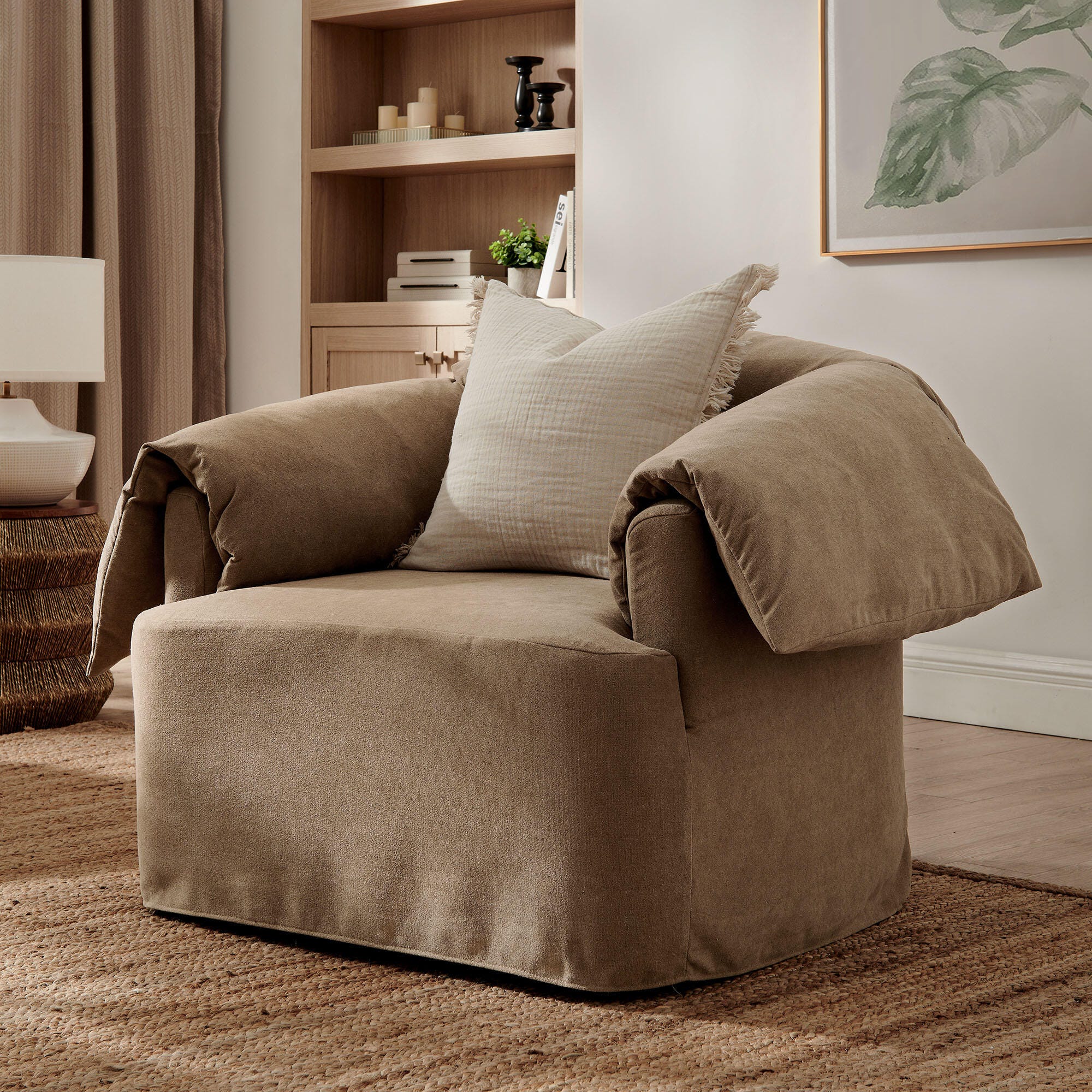 Modway Lark Oversized Chair, Almond, rollover