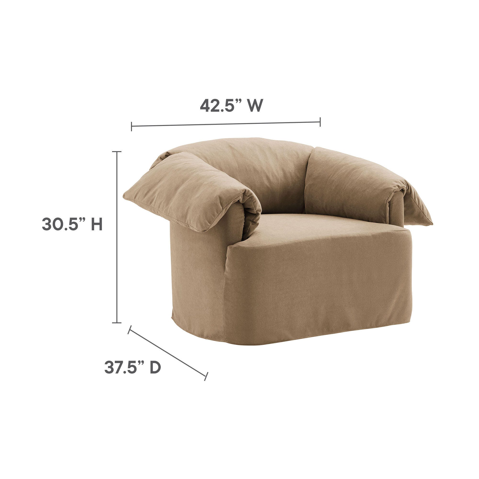 Modway Lark Oversized Chair, Almond, large